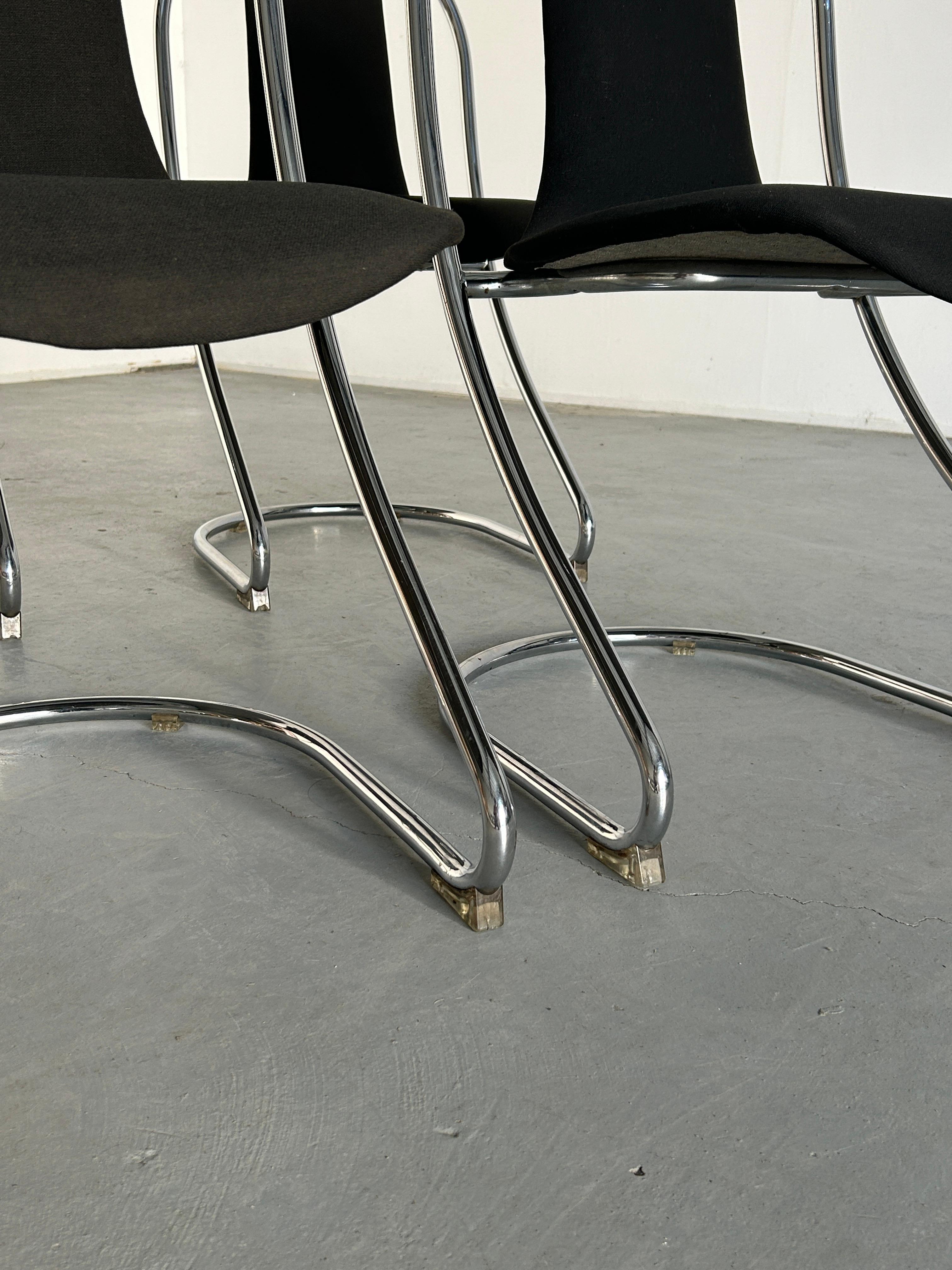1 of 4 Space Age Cantilever Chairs in Style of Willy Rizzo for Cidue, 80s Italy For Sale 6