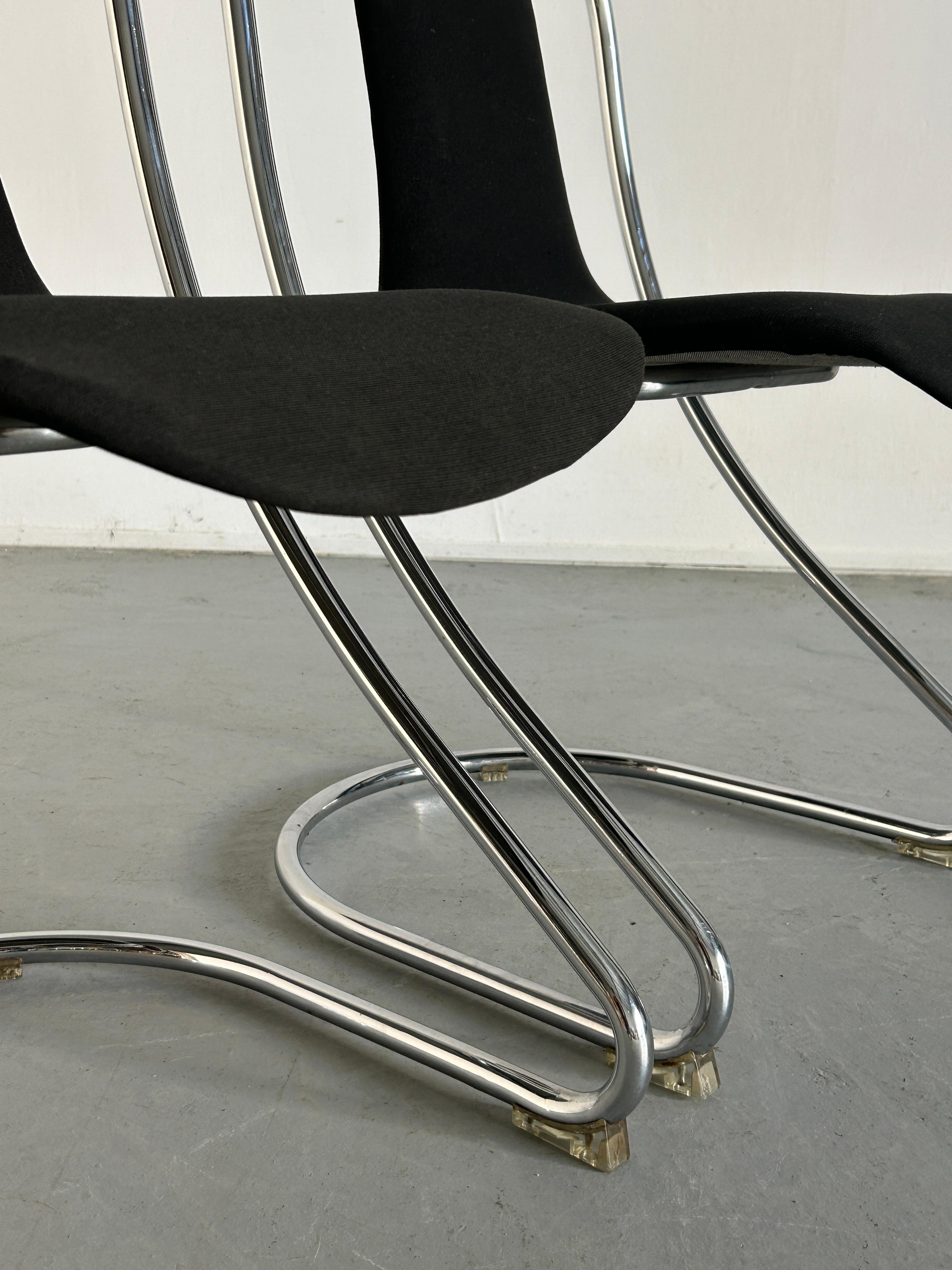 1 of 4 Space Age Cantilever Chairs in Style of Willy Rizzo for Cidue, 80s Italy For Sale 7