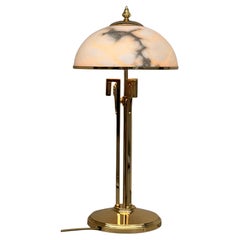 1 of 4 "Spanish Line" Gilt Brass and Alabaster Table Lamp by PALWA, 1990s