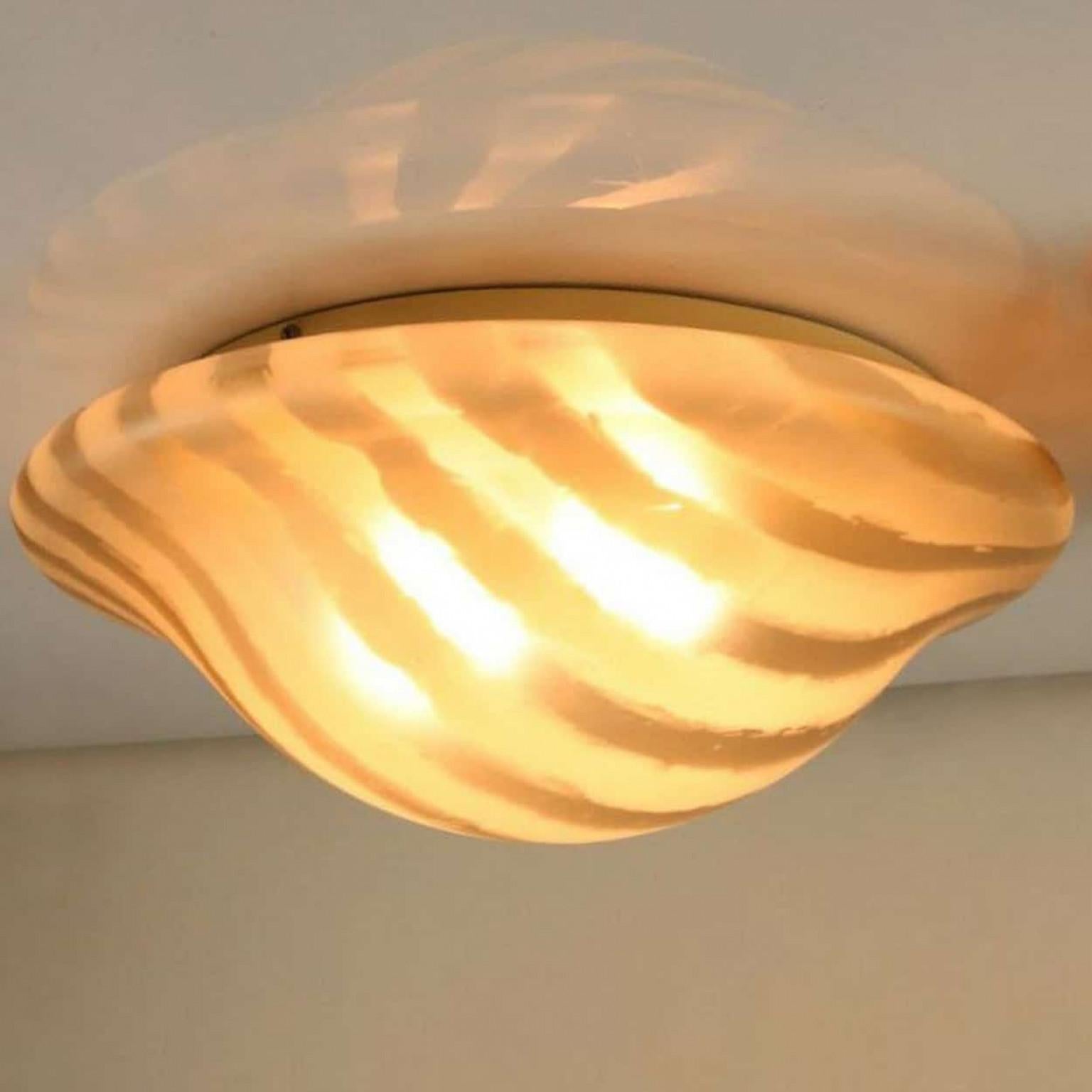 1 de 4 Flush Mount de cristal de cebra rayado por Peil Putzler, Alemania, 1970s Alemán en venta