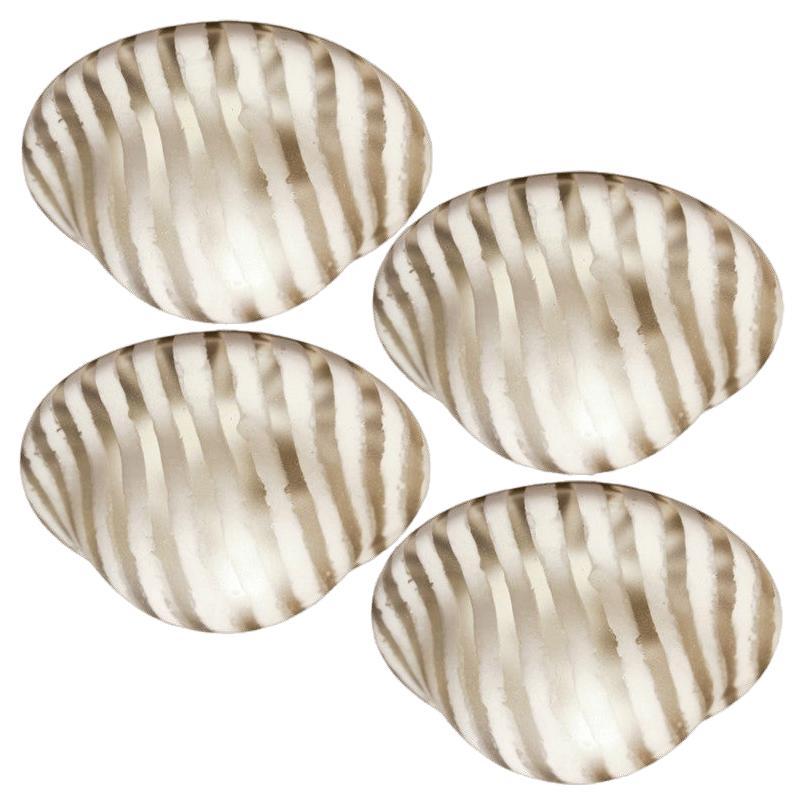 1 von 4 gestreiften Zebraglas Einbaubeleuchtung von Peil Putzler, Deutschland, 1970er Jahre