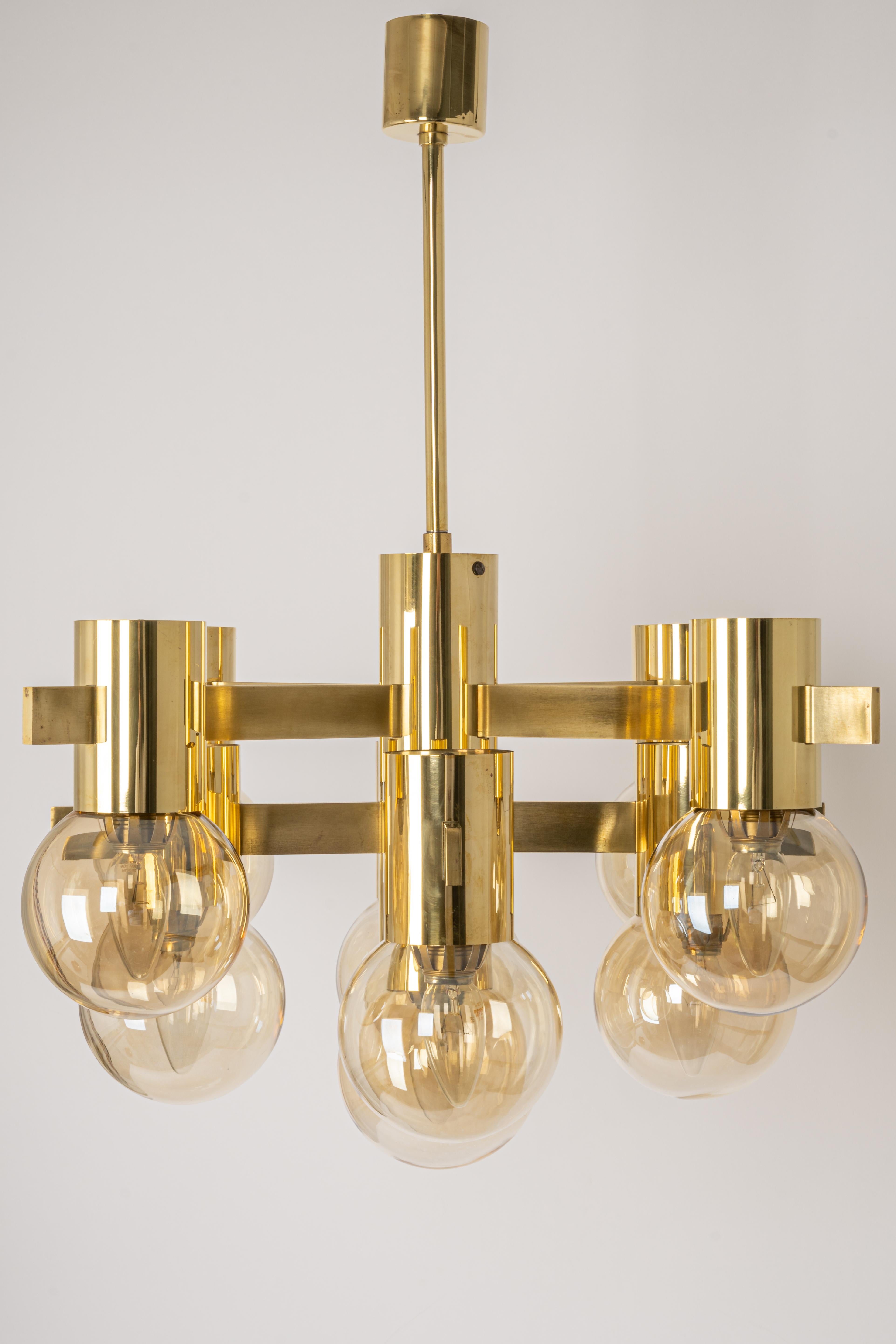 Mid-Century Modern 1 of 4 Stunning Big Sciolari Brass Chandelier, Italy, 1960s