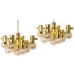 1 of 4 Stunning Big Sciolari Brass Chandelier, Italy, 1960s