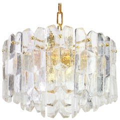 1 of 4 Stunning Gilt Brass, Crystal Light Fixture Palazzo, Kalmar, Austria, 1970