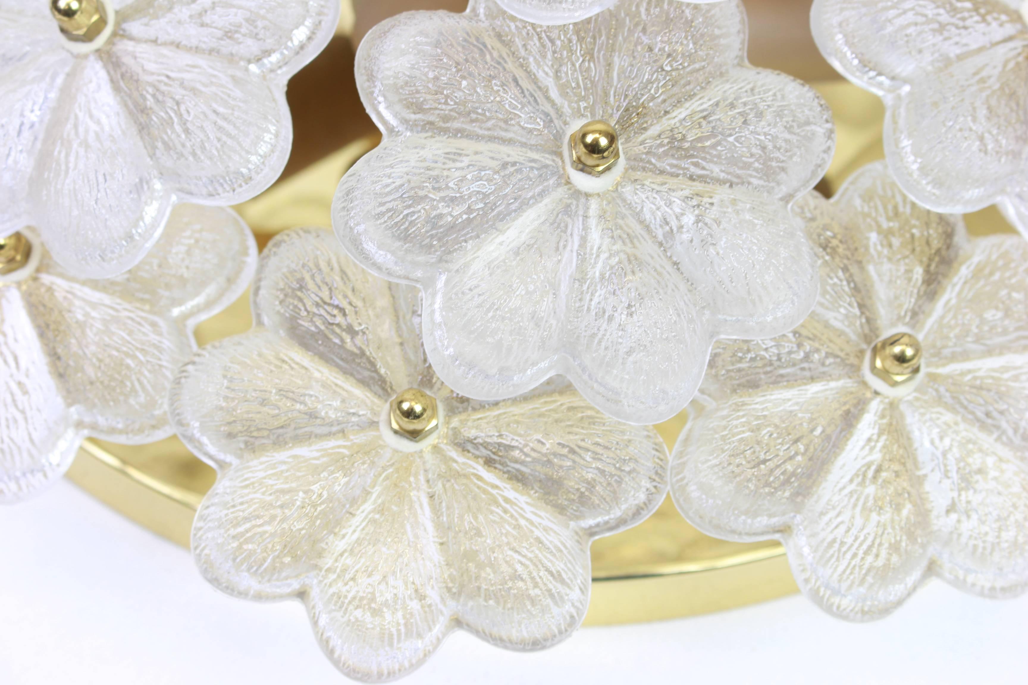 Late 20th Century 1 of 4 Stunning Murano Glass Flower Wall Light by Ernst Palme, Germany, 1970s For Sale