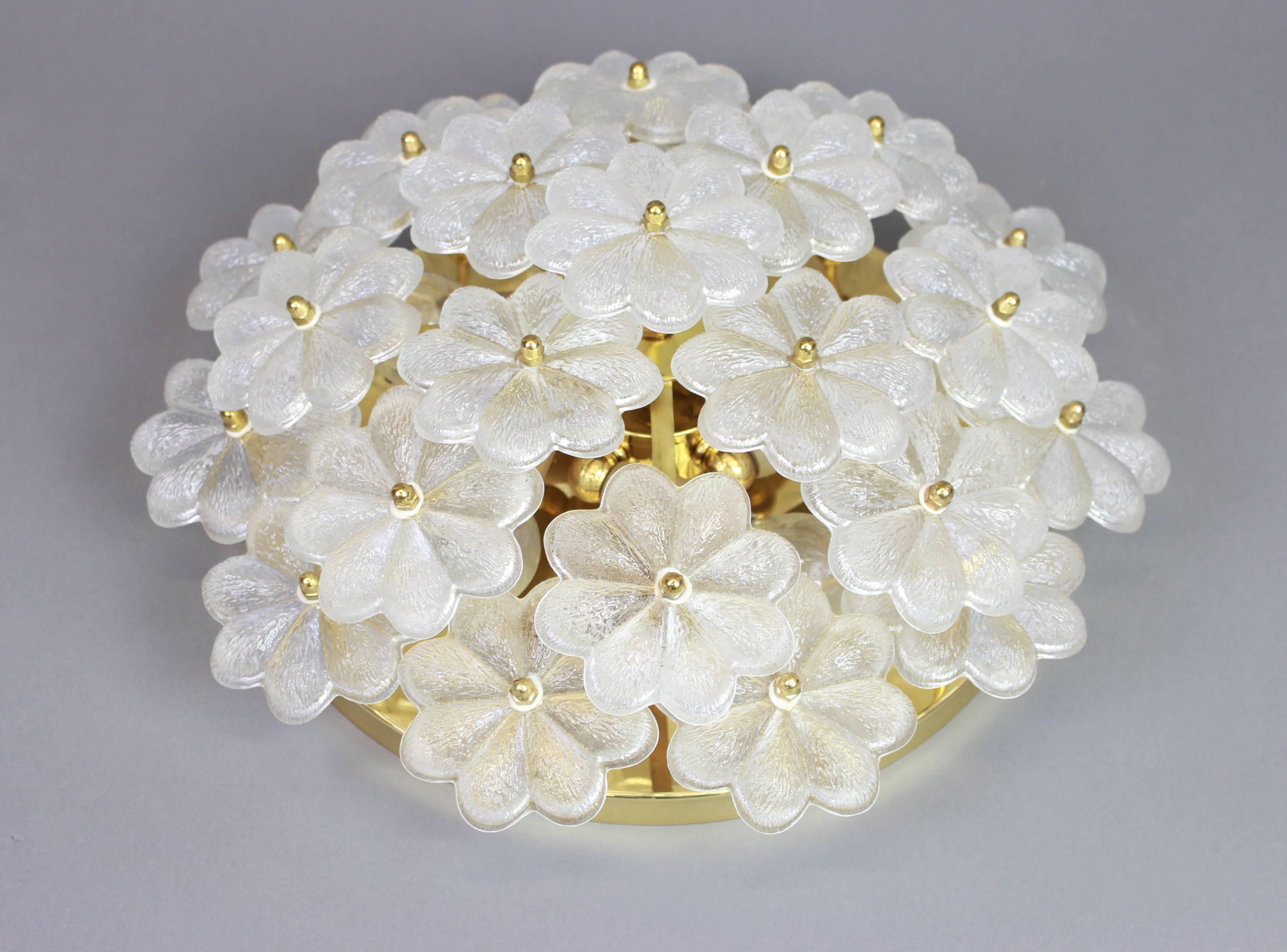 1 of 4 Stunning Murano Glass Flower Wall Light by Ernst Palme, Germany, 1970s For Sale 1