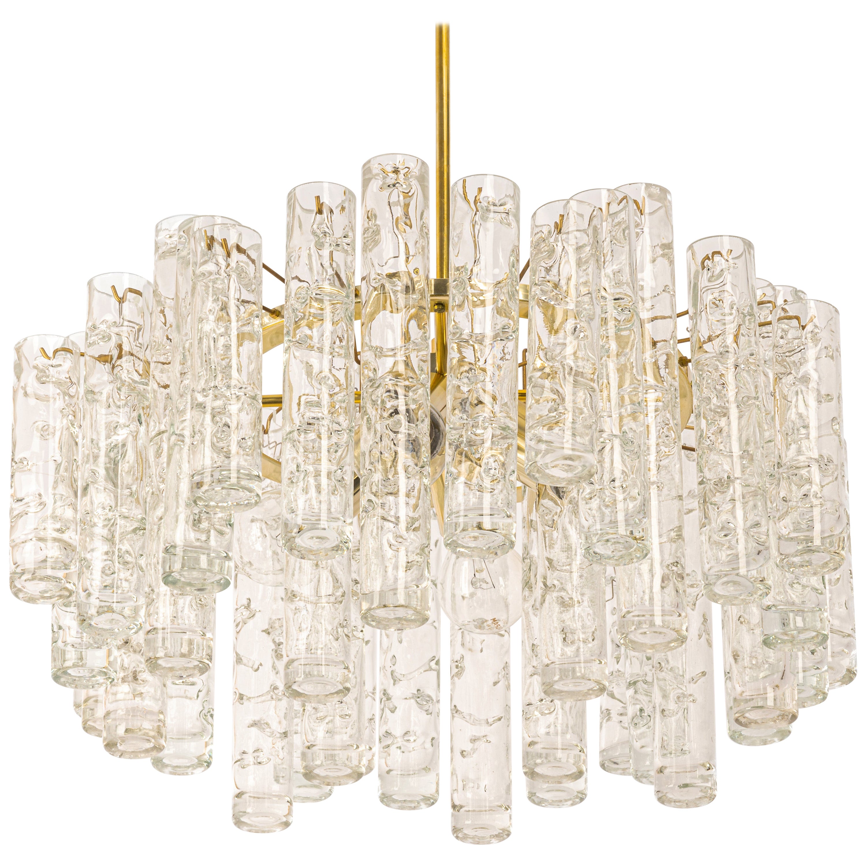 1 di 4 Stupefacente lampadario a tubi in vetro di Murano di Doria, Germania, anni '60 in vendita