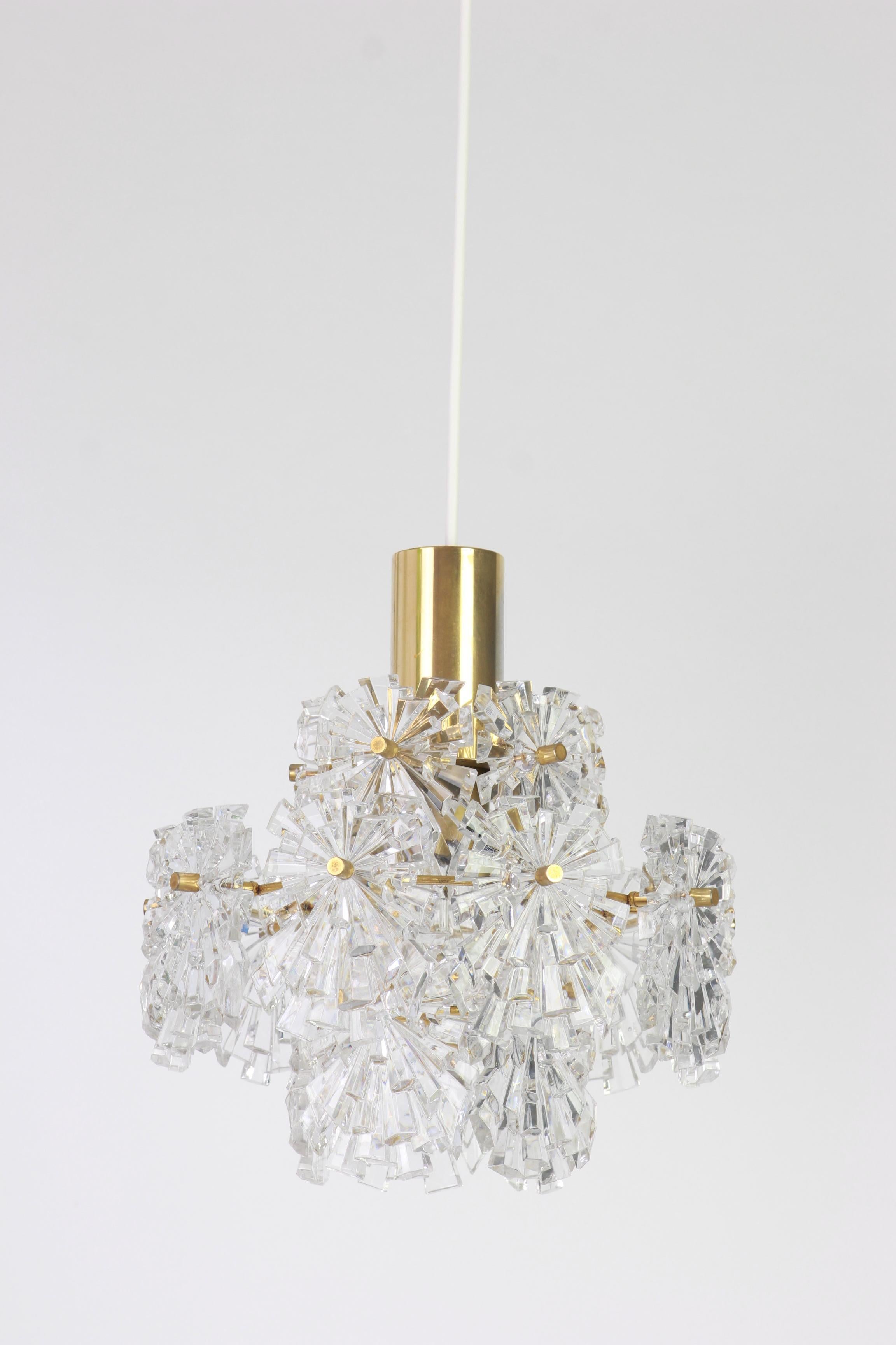 Late 20th Century 1 of 4 Stunning Pendants, Brass and Crystal Glass by Kinkeldey, Germany, 1970