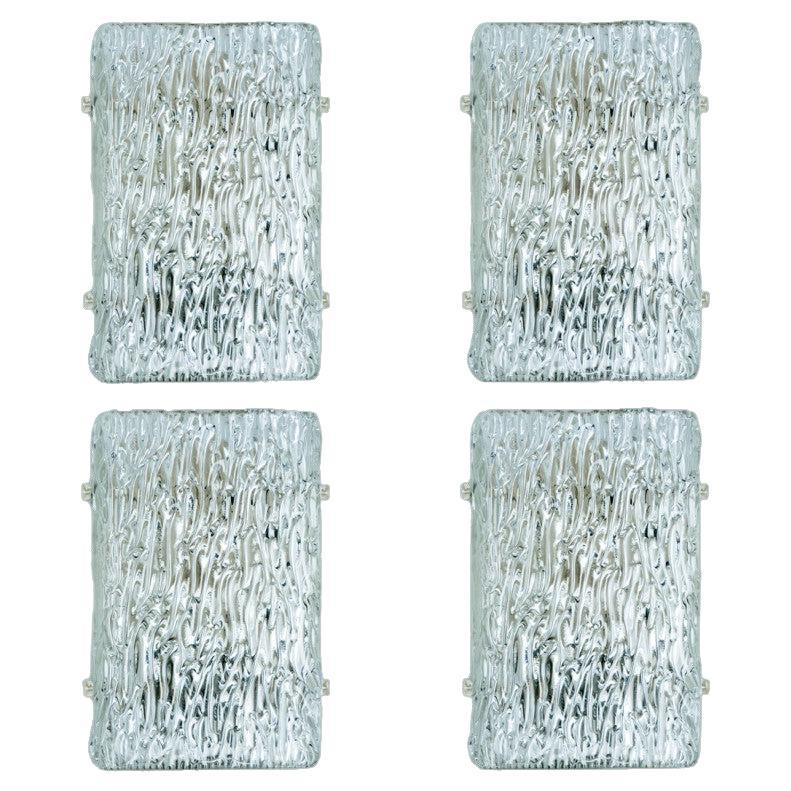 1 of 4 Textured Wave Glass Wall Lights by Kalmar Leuchten, 1970s
