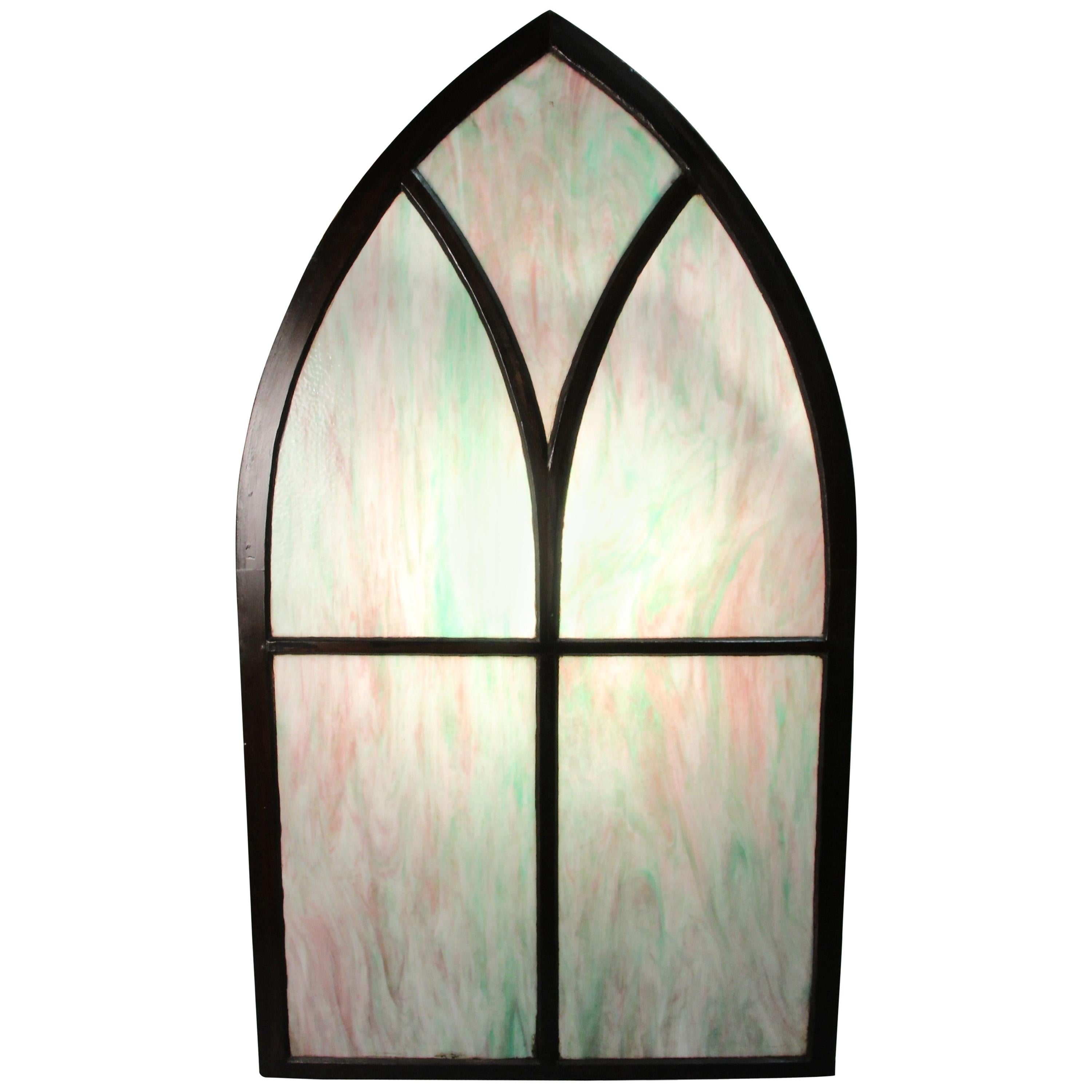1 of 4 Turn of The Century Peaked Stained Glass Window For Sale