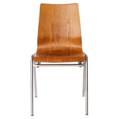 1 of 4 Vintage 1970s Teak & Metal Stacking Chair, Germany
