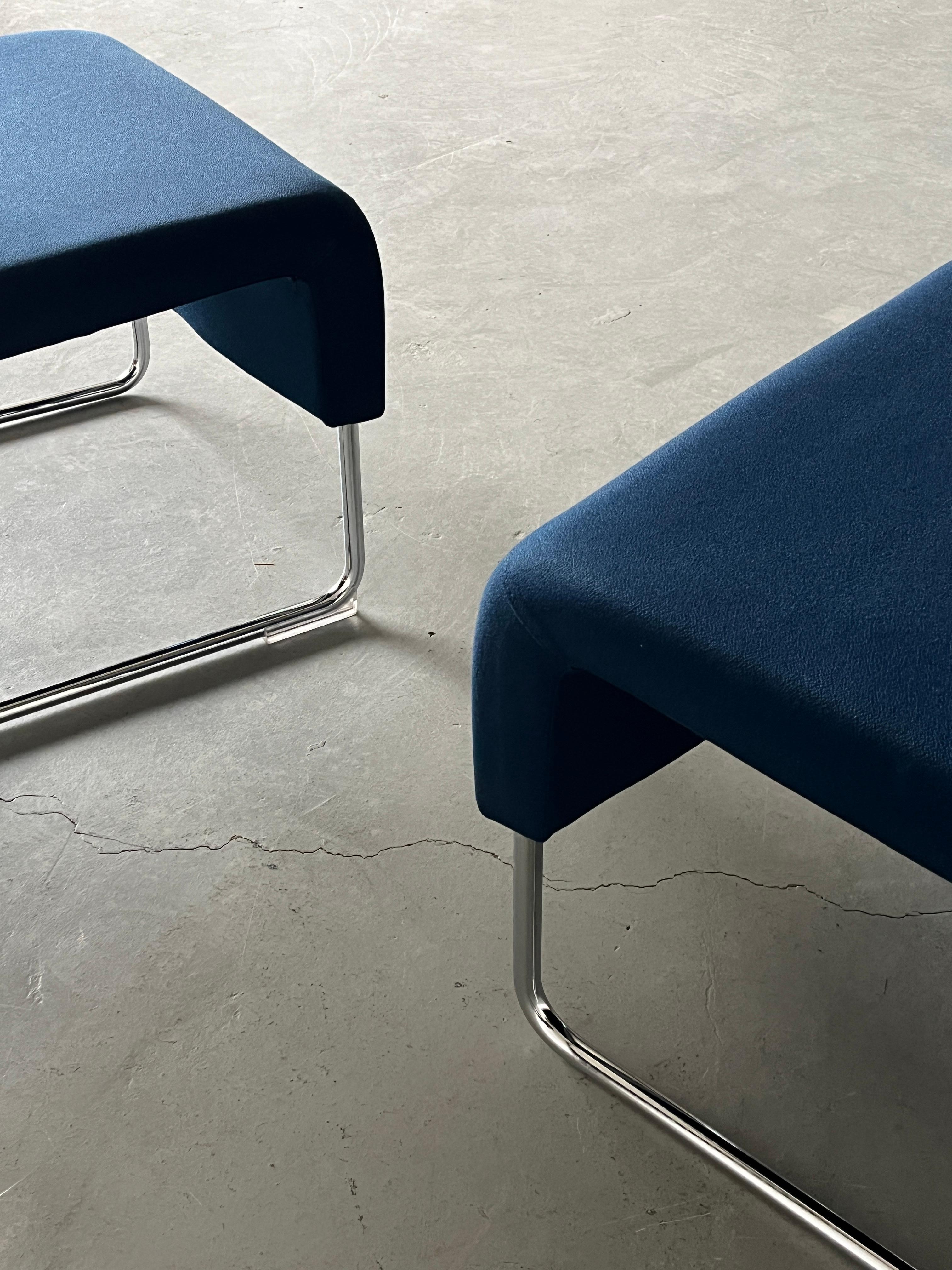 1 of 4 Vintage Blue Cantilever Modernist 'Path' Lounge Chairs by Fiorenzo Dorigo 5