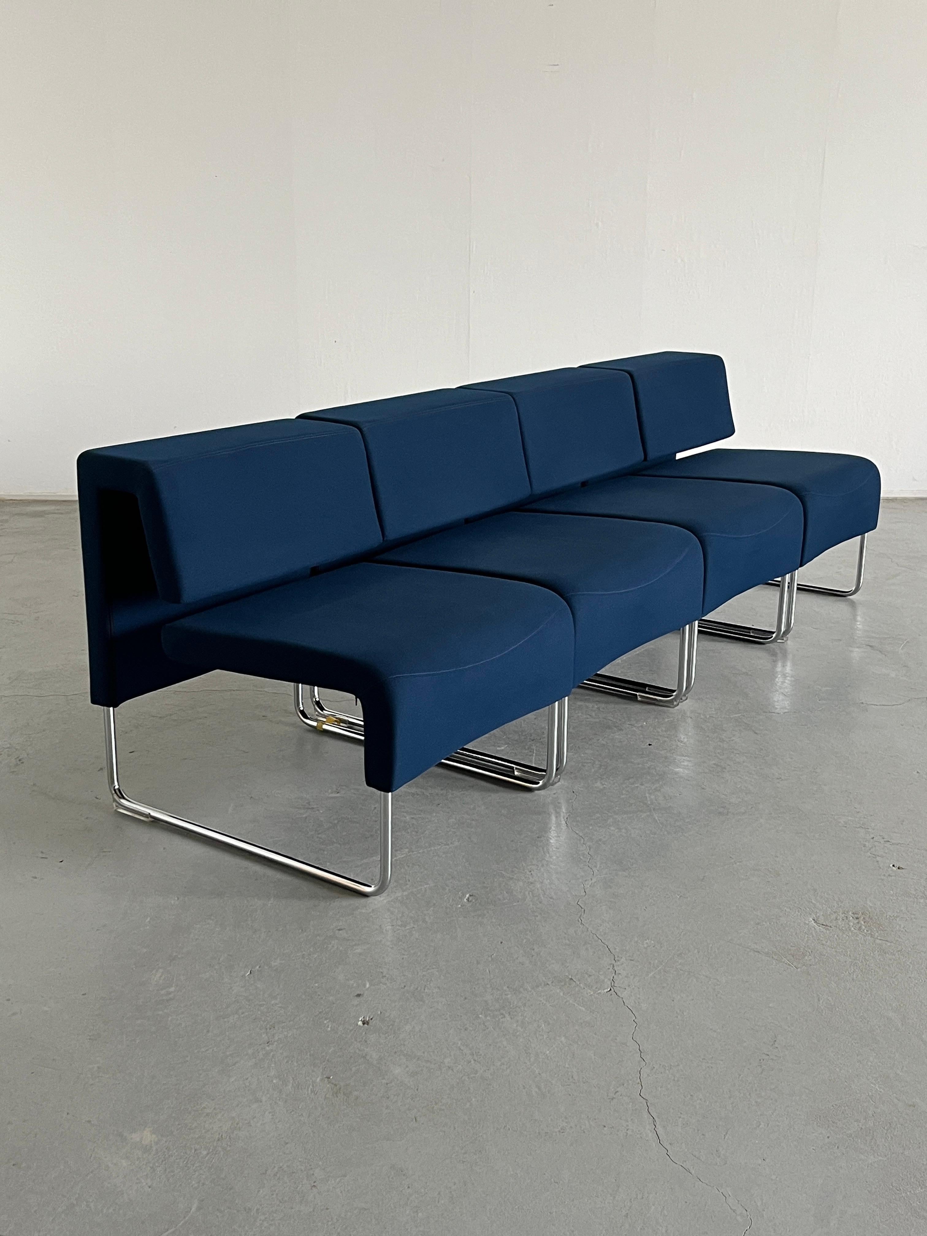1 of 4 Vintage Blue Cantilever Modernist 'Path' Lounge Chairs by Fiorenzo Dorigo In Good Condition In Zagreb, HR