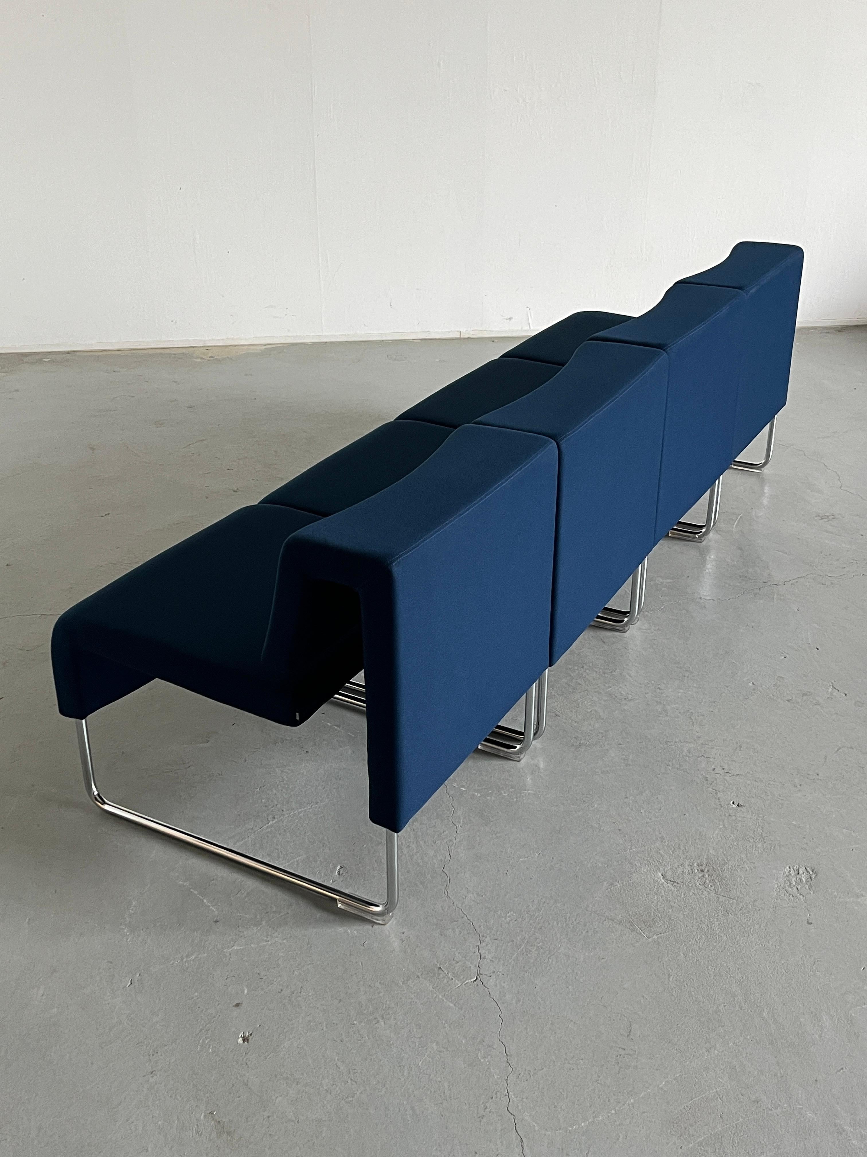 1 of 4 Vintage Blue Cantilever Modernist 'Path' Lounge Chairs by Fiorenzo Dorigo 2