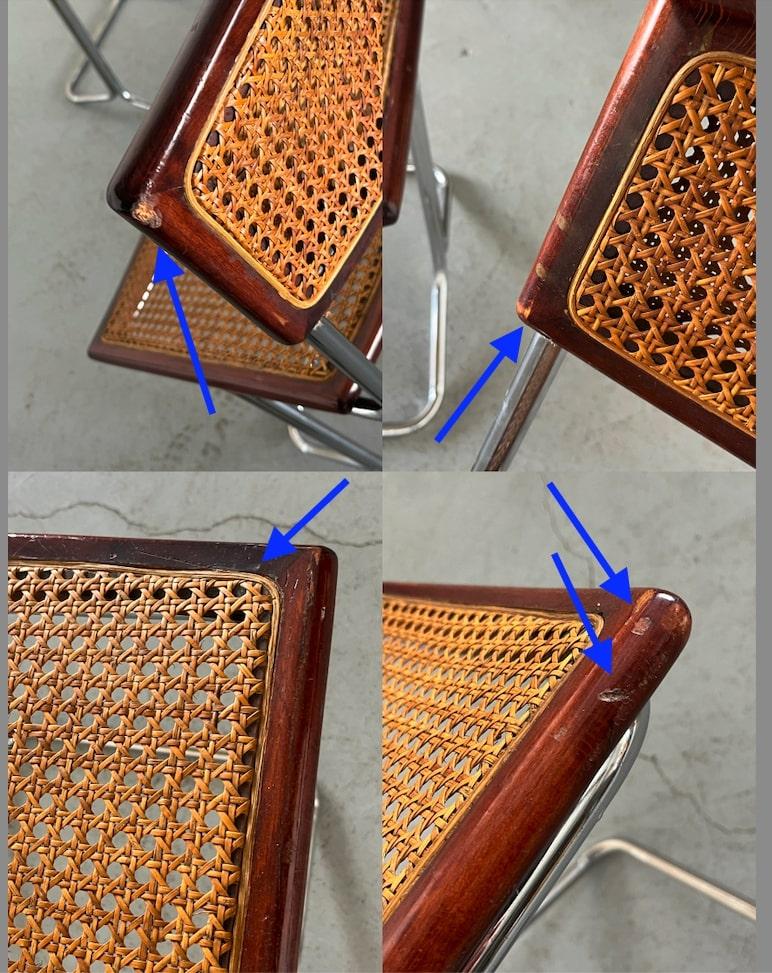 1 di 4 Sedie 'Calla' d'epoca in Wood, Cane steccato e Cromo, Italia anni '70 in vendita 4