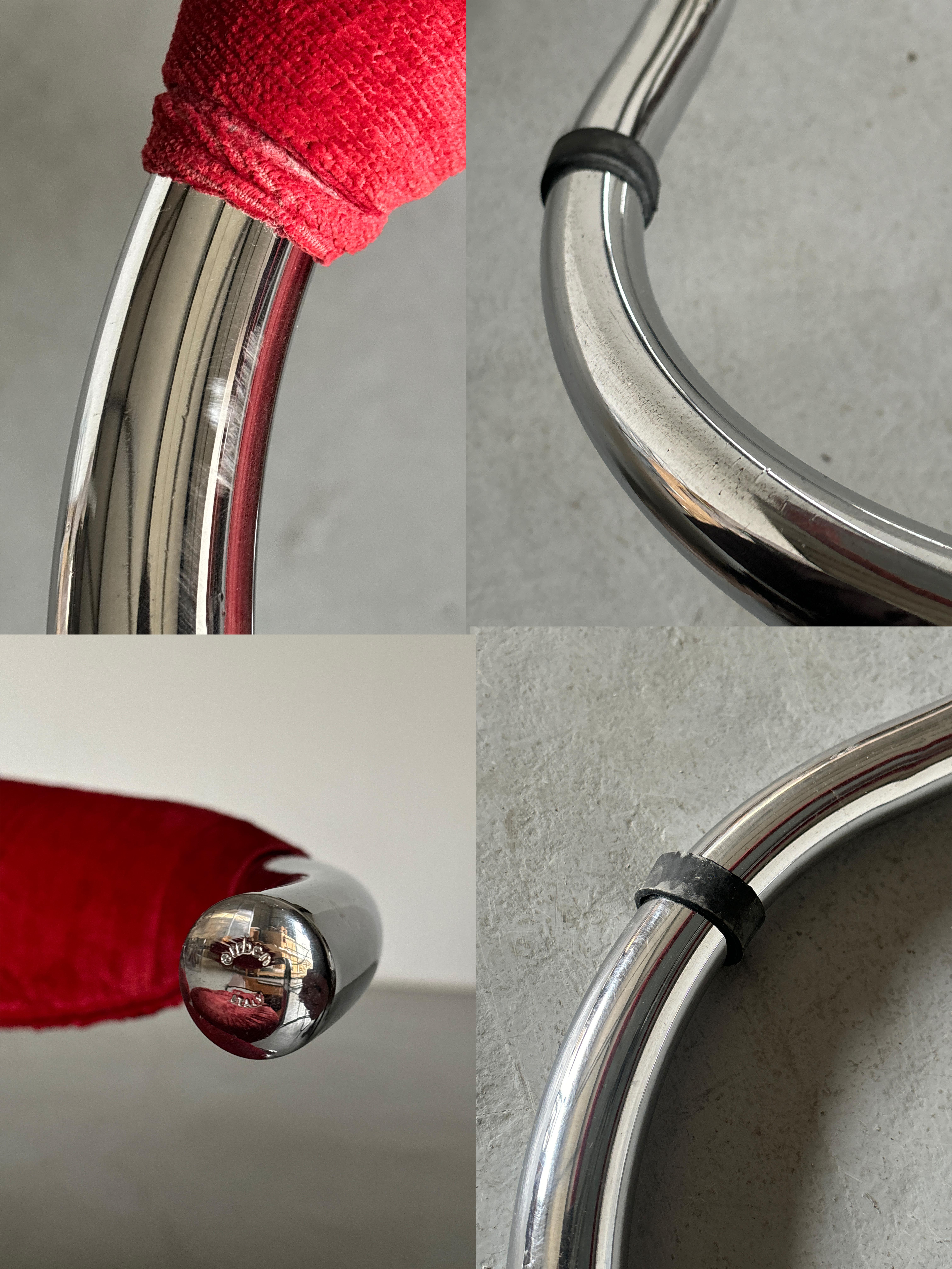 1 of 4 Vintage 'Cobra' Chairs by Giotto Stoppino in Red Velvet Upholstery, 1970s For Sale 4