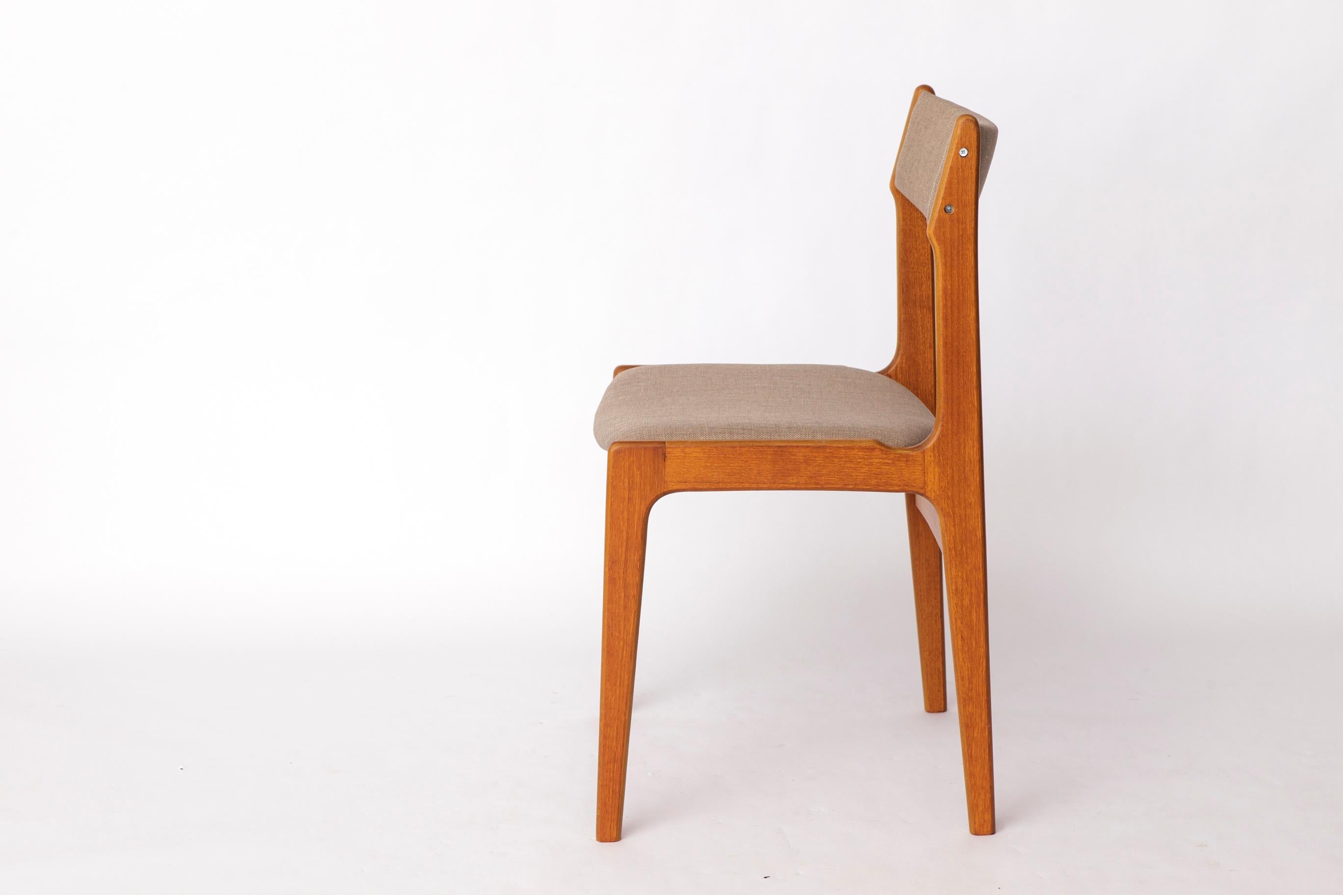 Late 20th Century 1 of 4 Vintage Danish Teak Dining Chair – 1960s, Reupholstered in Grey For Sale