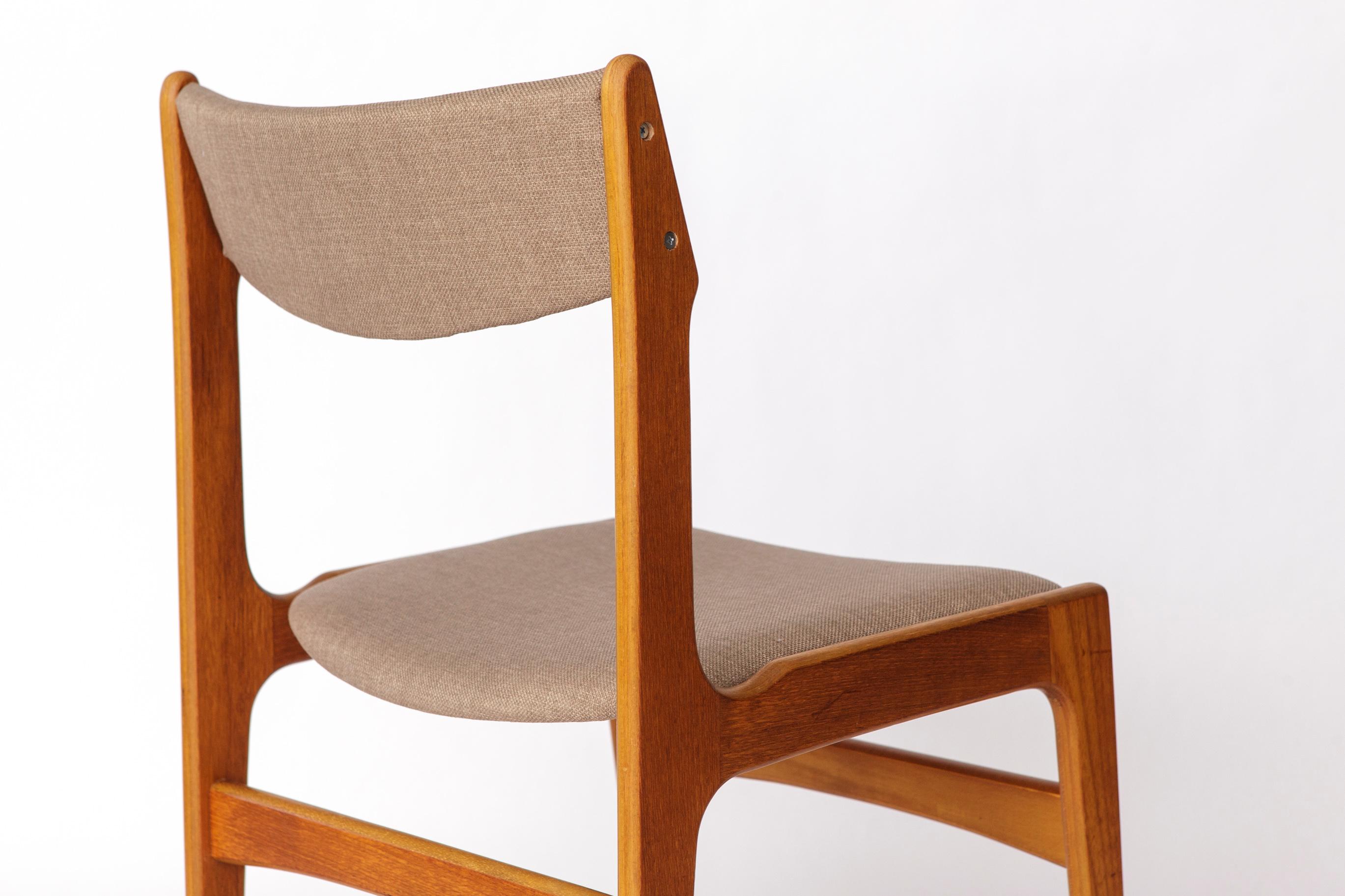 1 of 4 Vintage Danish Teak Dining Chair – 1960s, Reupholstered in Grey For Sale 2