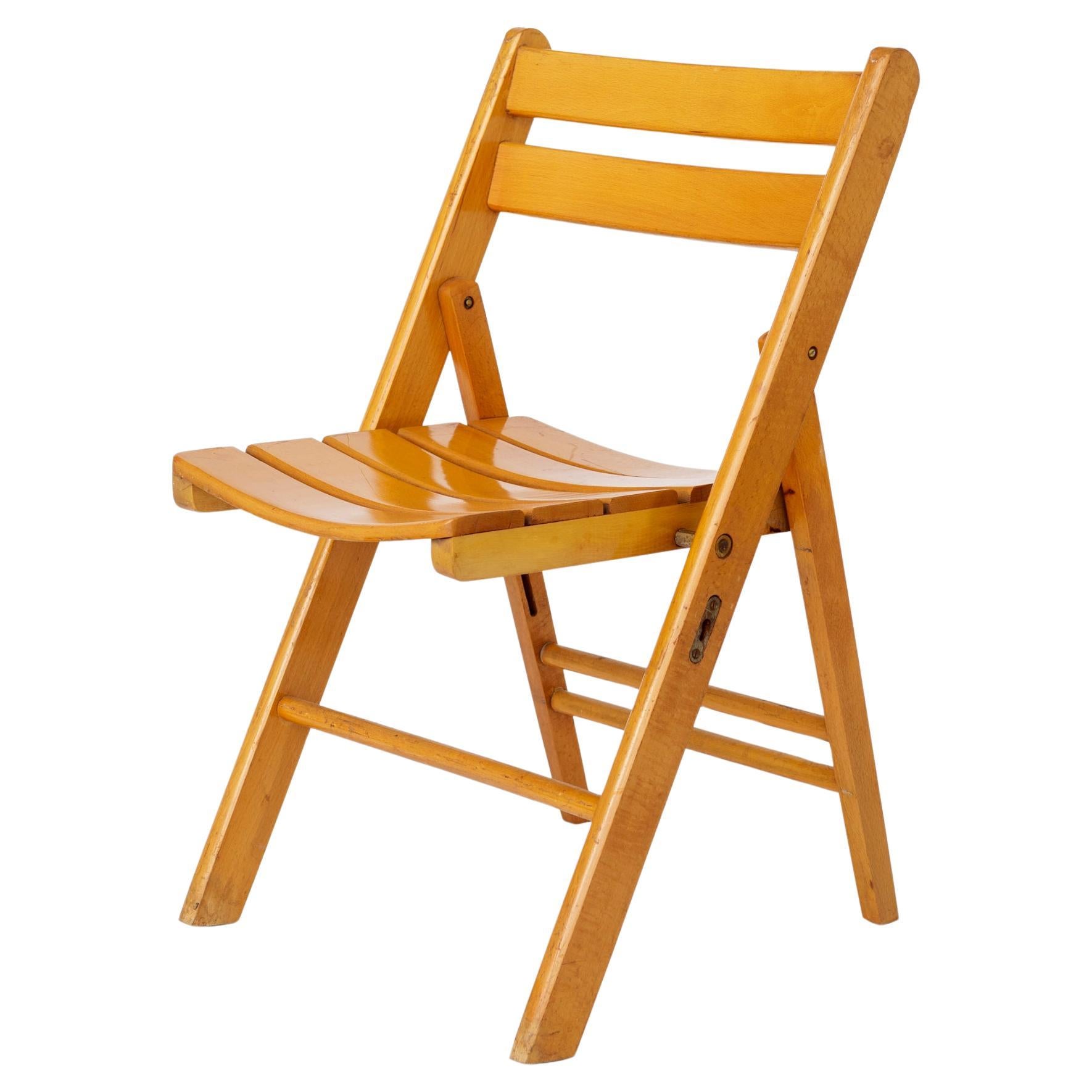1 of 4 Vintage Folding Chair, 1950s–1960s German Design, Beech Wood, Mid-Century