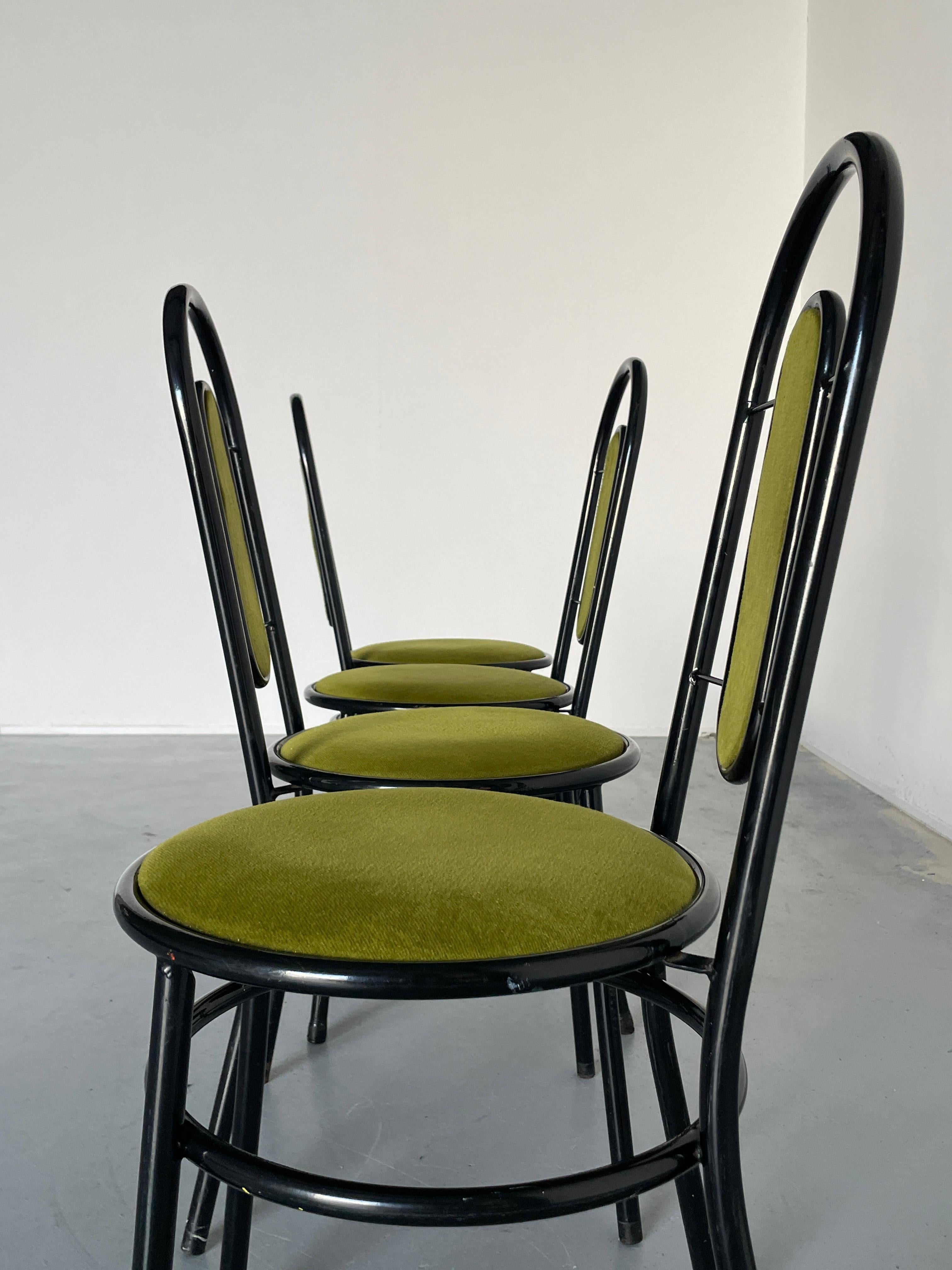 1 of 4 Vintage Italian Postmodern Sculptural Dining Chairs in Memphis Style, 80s 2