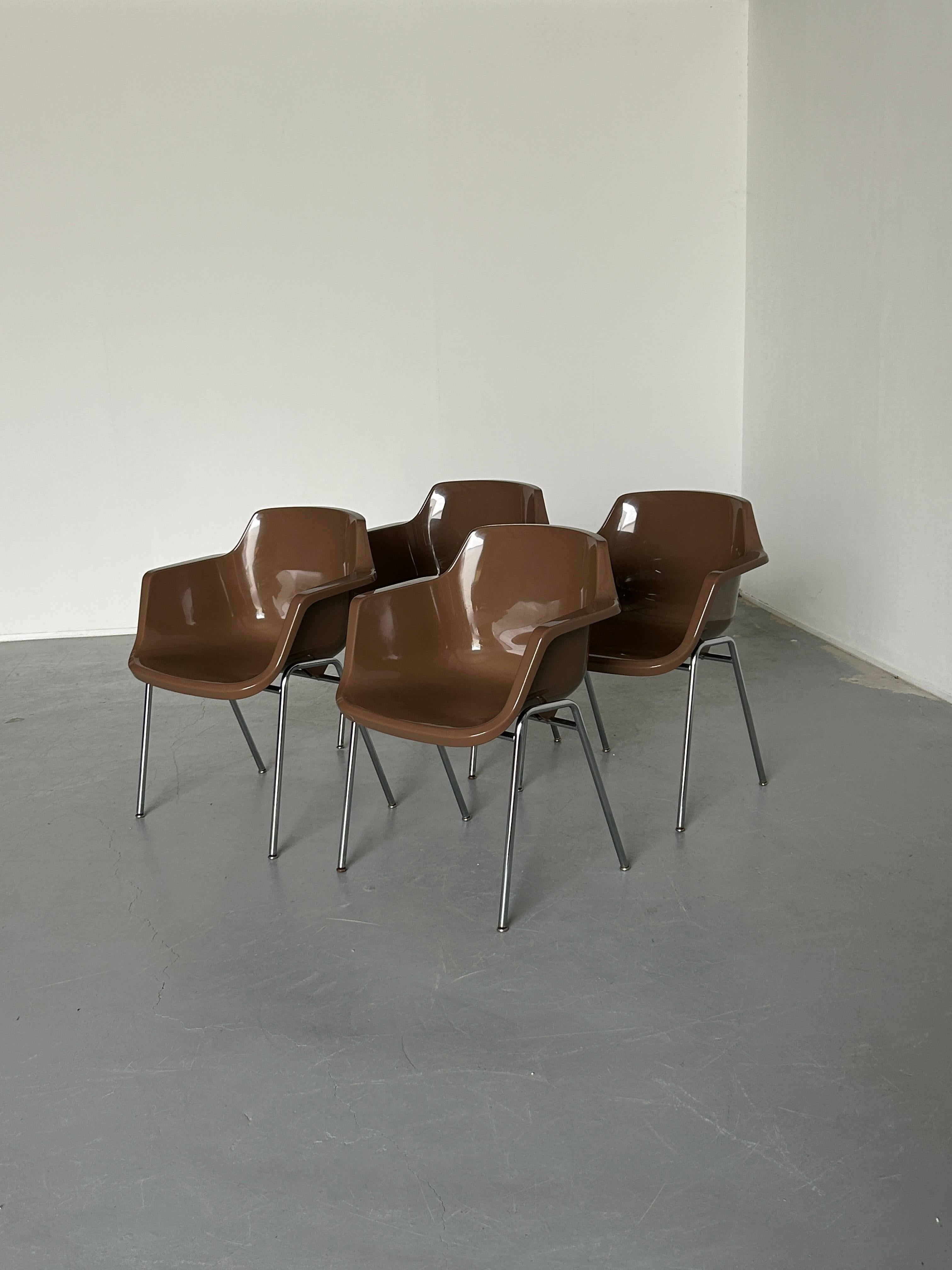 Late 20th Century 1 of 4 Vintage Mid-Century Shell Plastic Dining Chairs in style of Eames Shell  For Sale