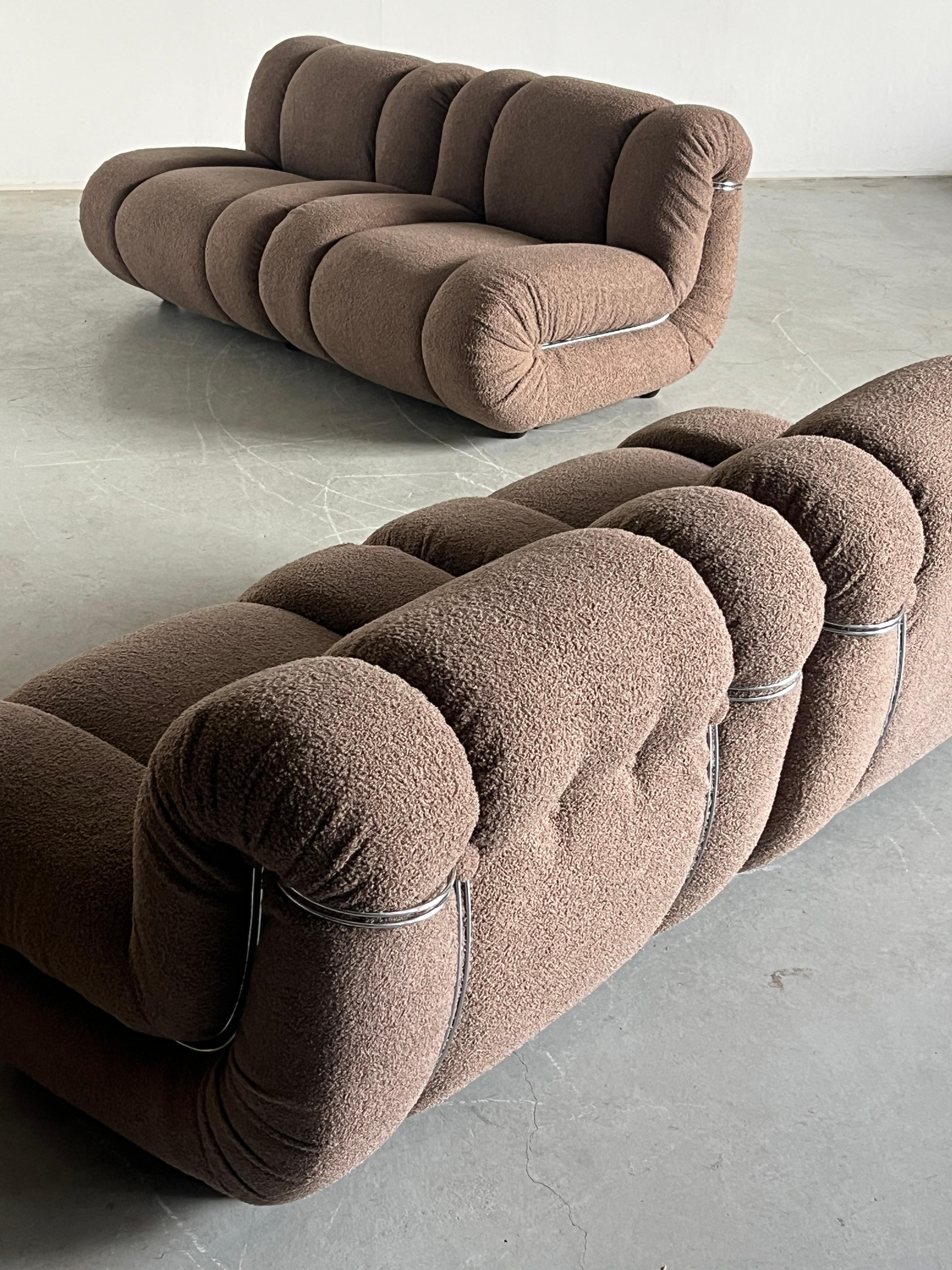 1 von 4 Vintage Mimo Padova 'Velasquez' Sitzmodule aus taubengrauem Bouclé, 70er Jahre im Angebot 3