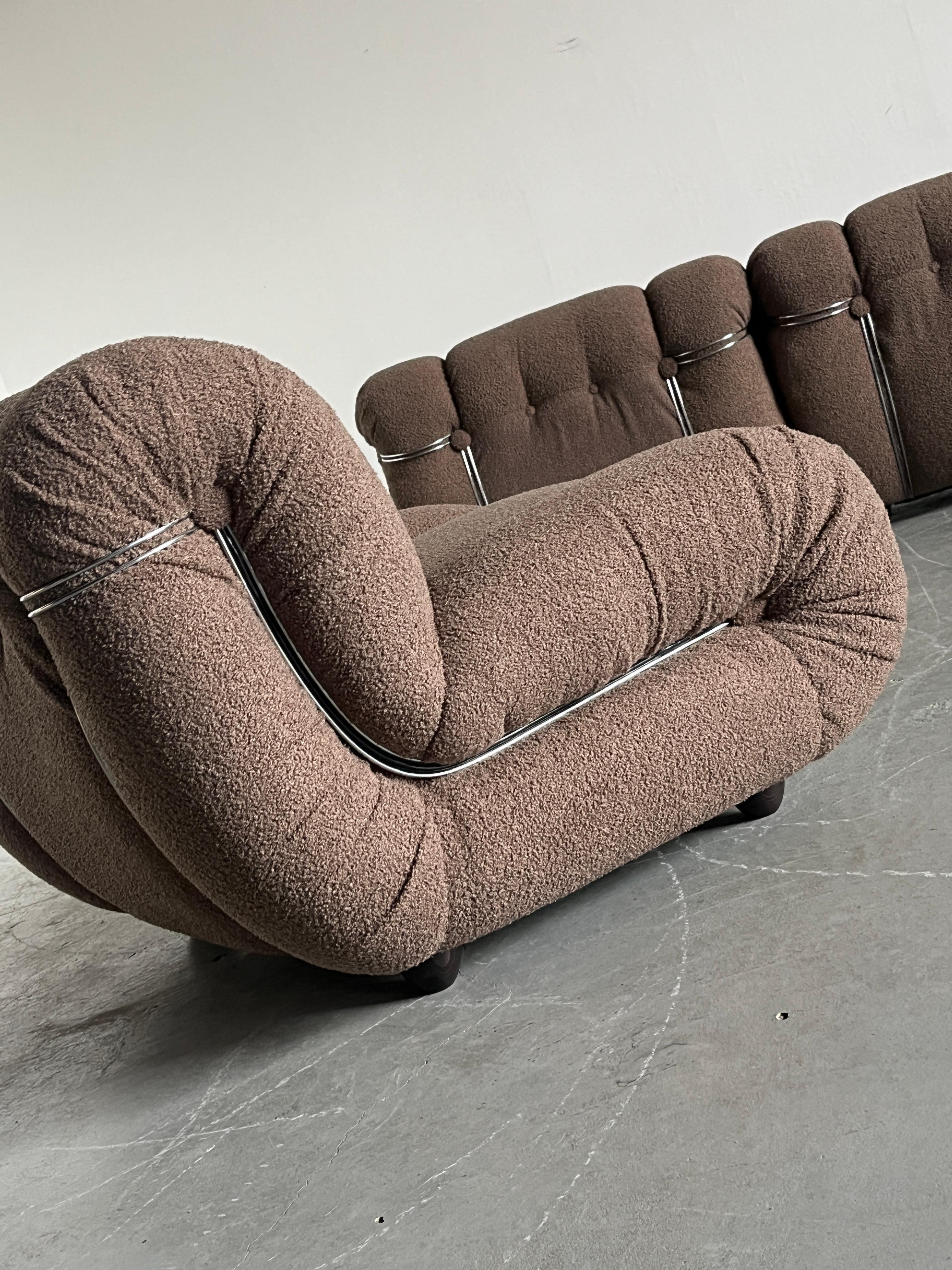 1 von 4 Vintage Mimo Padova 'Velasquez' Sitzmodule aus taubengrauem Bouclé, 70er Jahre (Ende des 20. Jahrhunderts) im Angebot