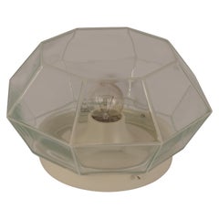 1 of 4 White Clear Glass Flush Mount by Limburg, Germany, 1960s