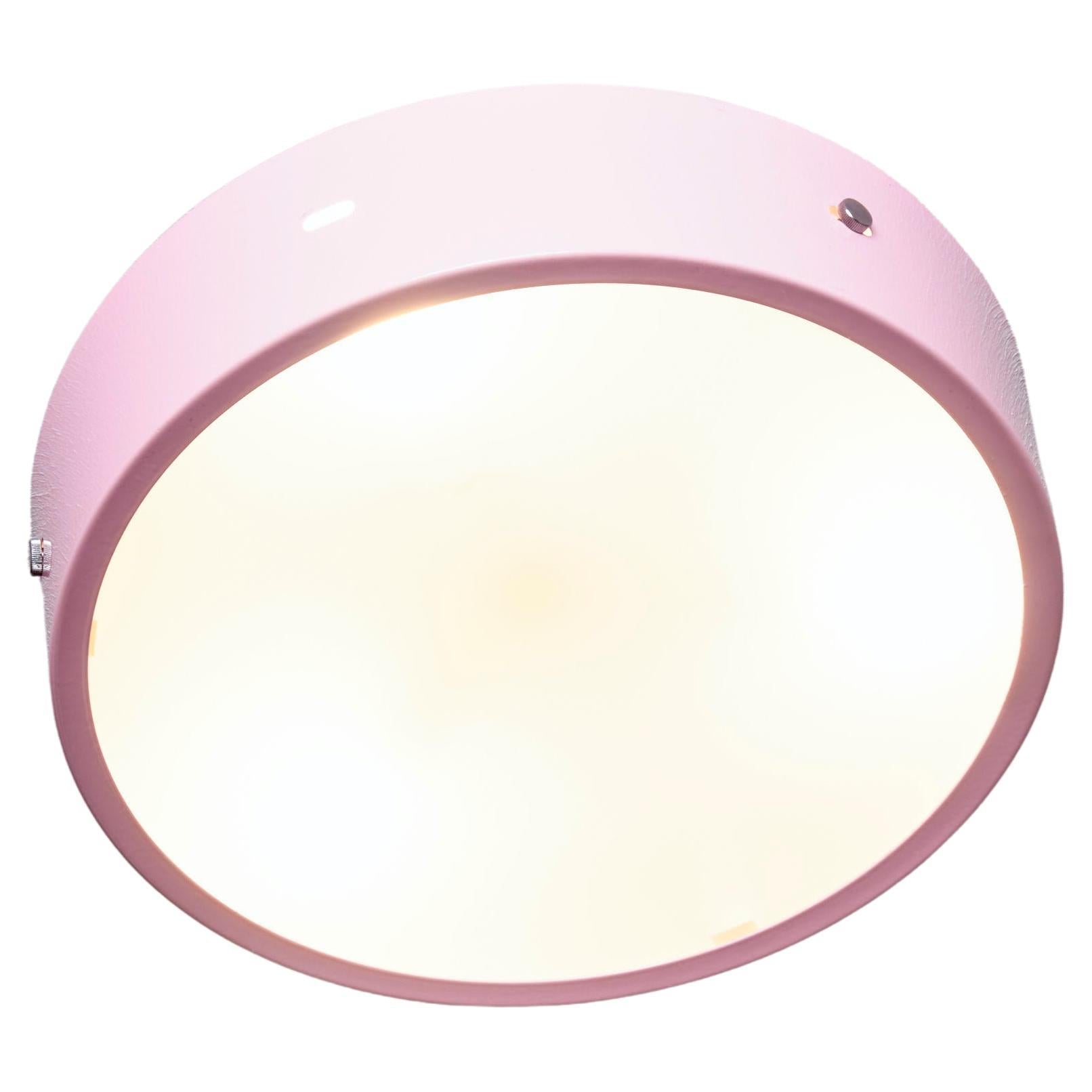 1 of 5 1960s Design Flush Mount in Pink, Nos Italy For Sale