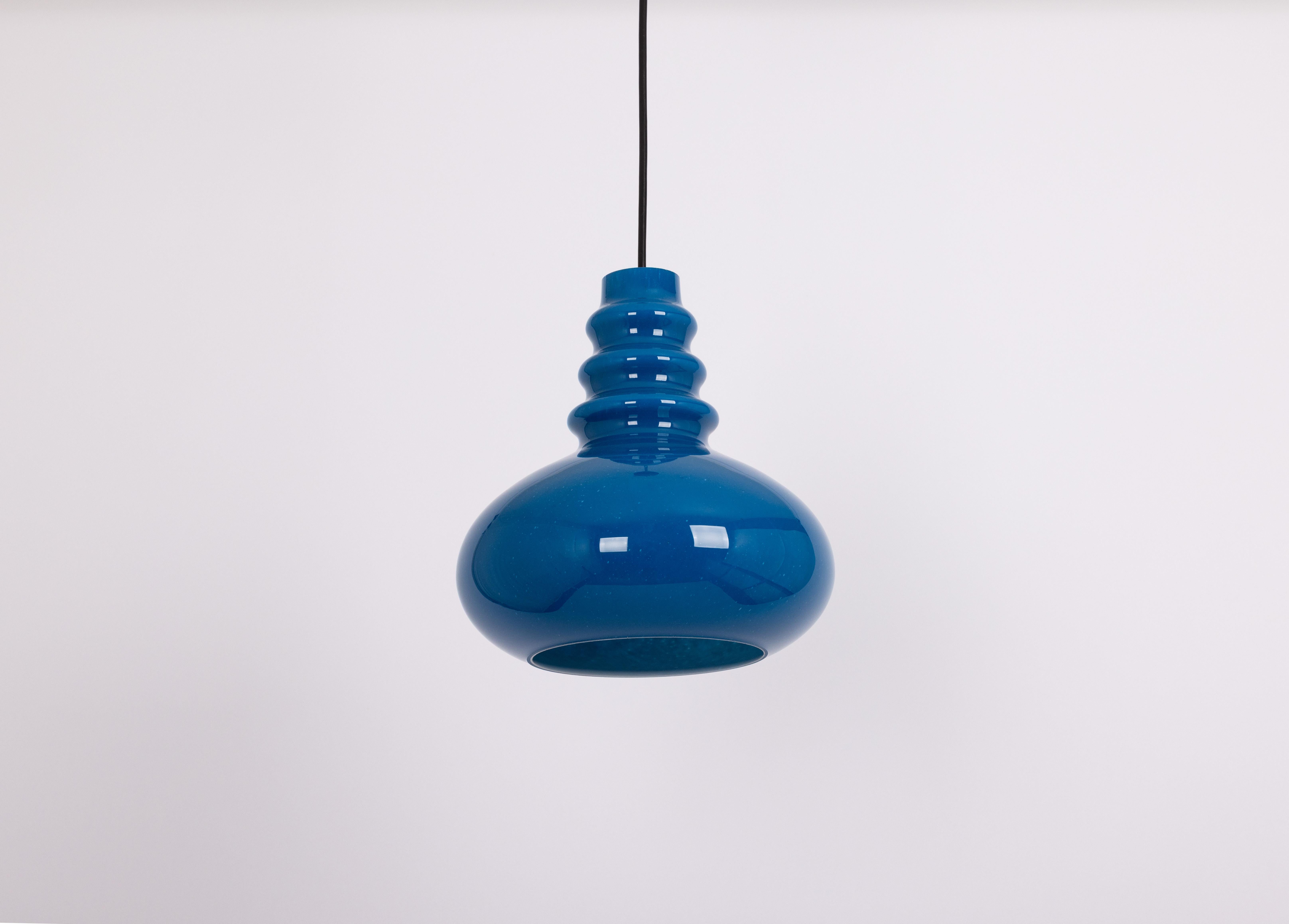 1 of 5 Blue Glass Pendant Light Designed by Peill &Putzler