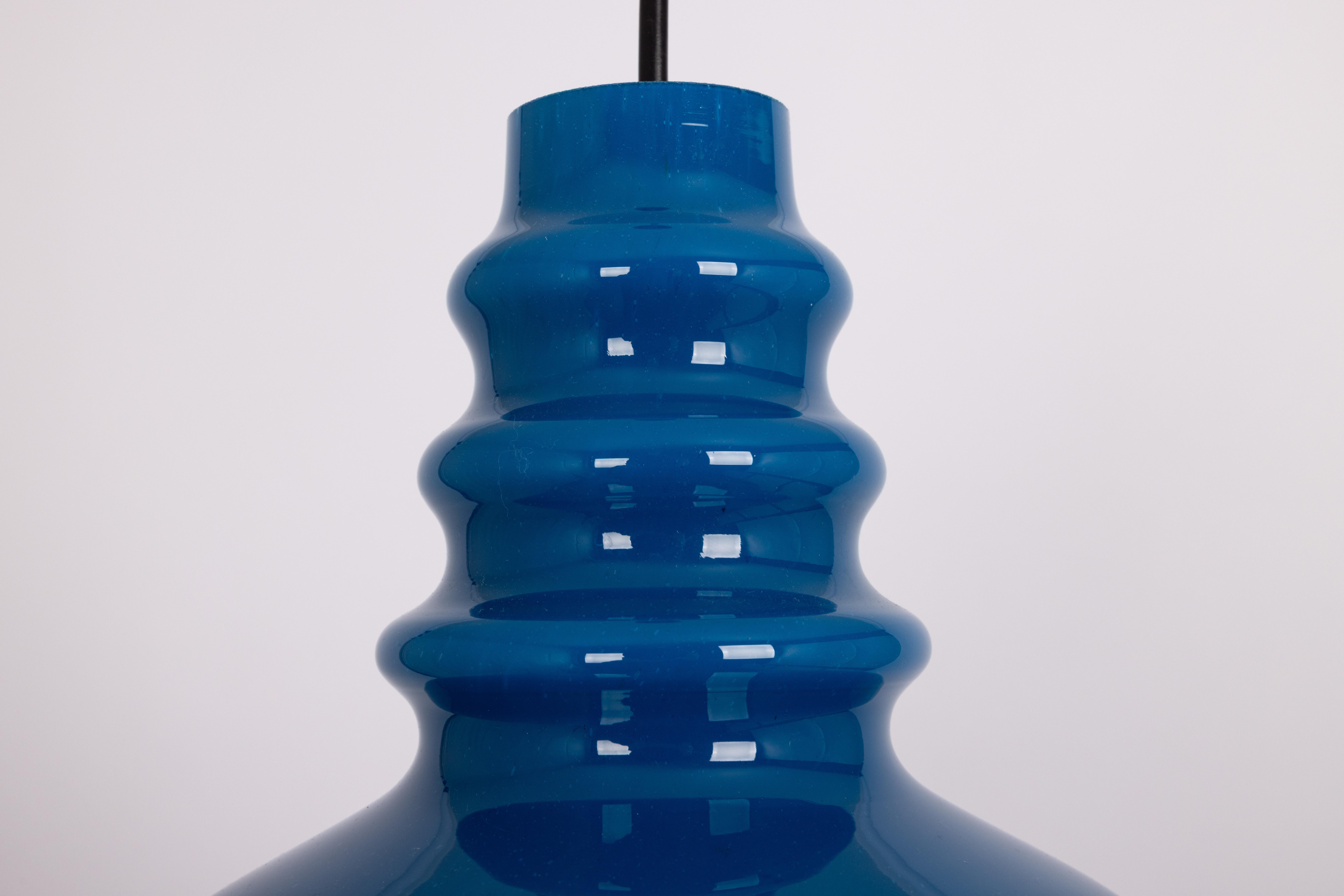 1 of 5 Blue Glass Pendant Light Designed by Peill &Putzler