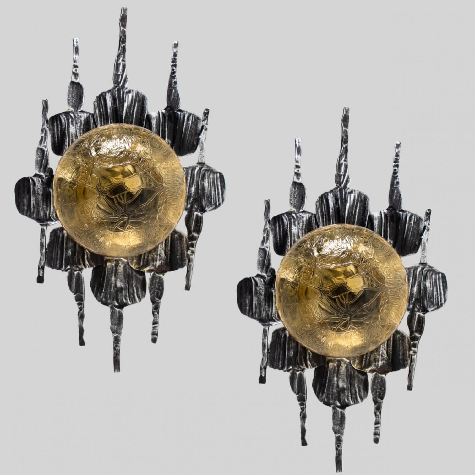 Einbaubeleuchtung aus gelbem Eisenglas im Stil des Brutalismus von Holm Sorensen, 1 von 5 im Angebot 8