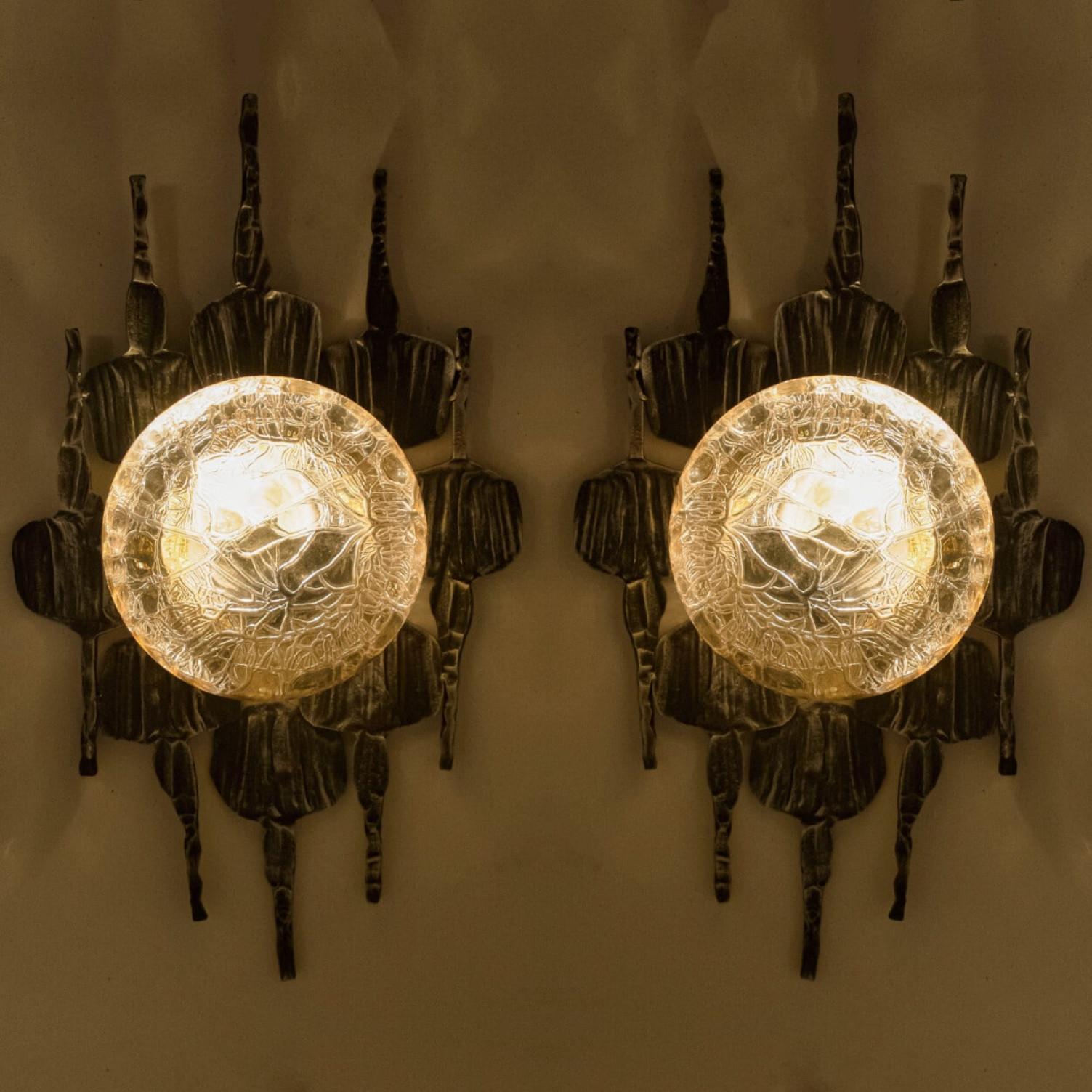 1 of 5 Brutalist Yellow Iron Glass Flush Mounts by Holm Sorensen en venta 10