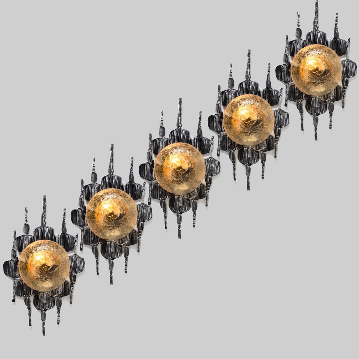 Einbaubeleuchtung aus gelbem Eisenglas im Stil des Brutalismus von Holm Sorensen, 1 von 5 im Angebot 12