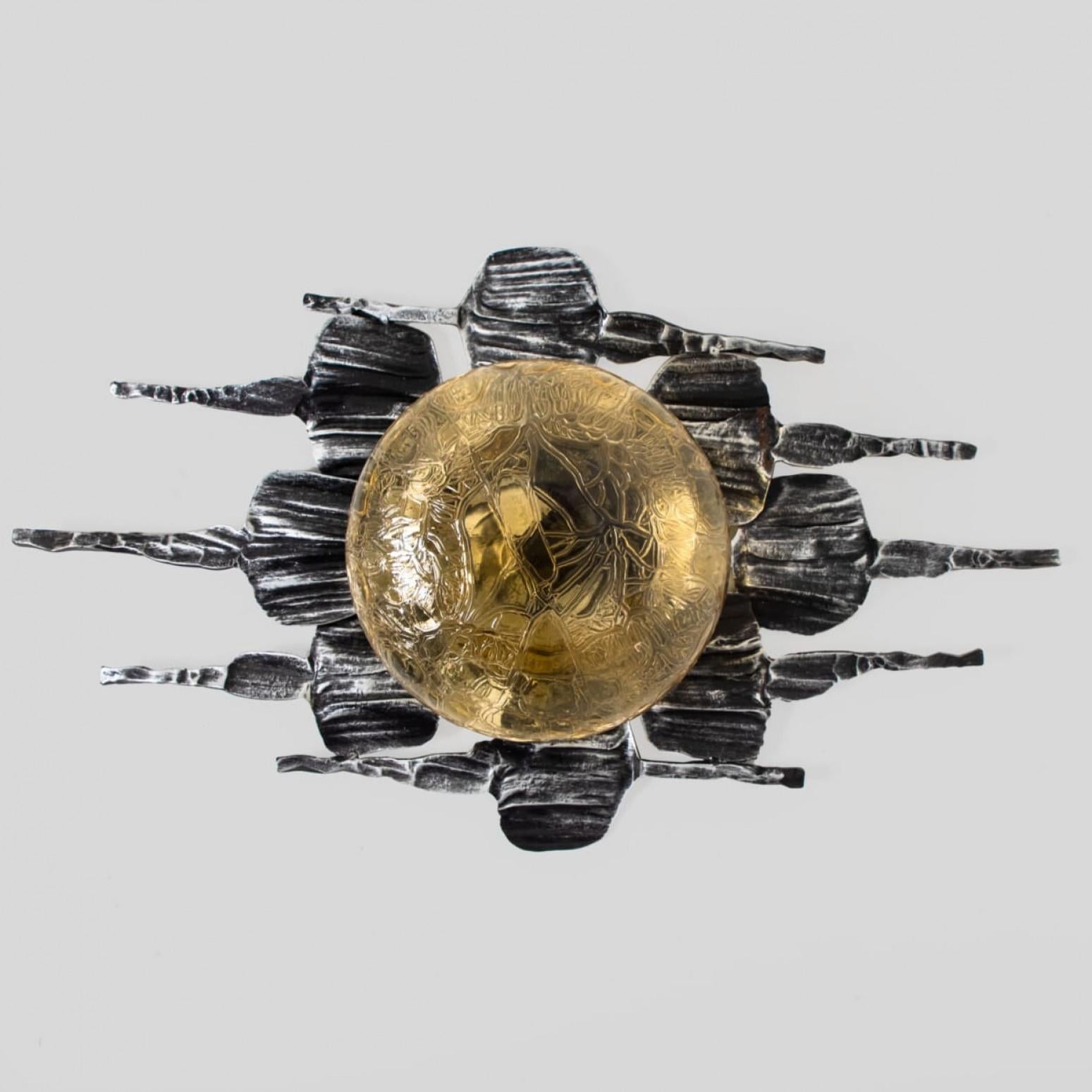 Einbaubeleuchtung aus gelbem Eisenglas im Stil des Brutalismus von Holm Sorensen, 1 von 5 (Dänisch) im Angebot