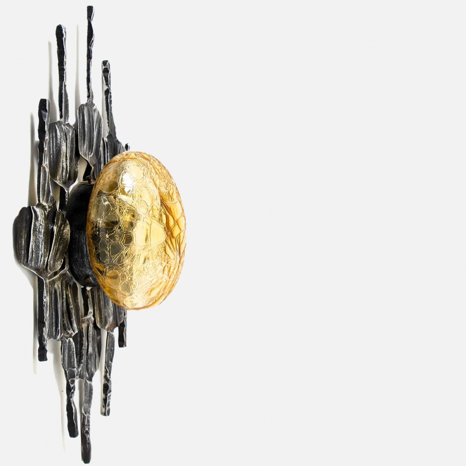 Einbaubeleuchtung aus gelbem Eisenglas im Stil des Brutalismus von Holm Sorensen, 1 von 5 (Sonstiges) im Angebot