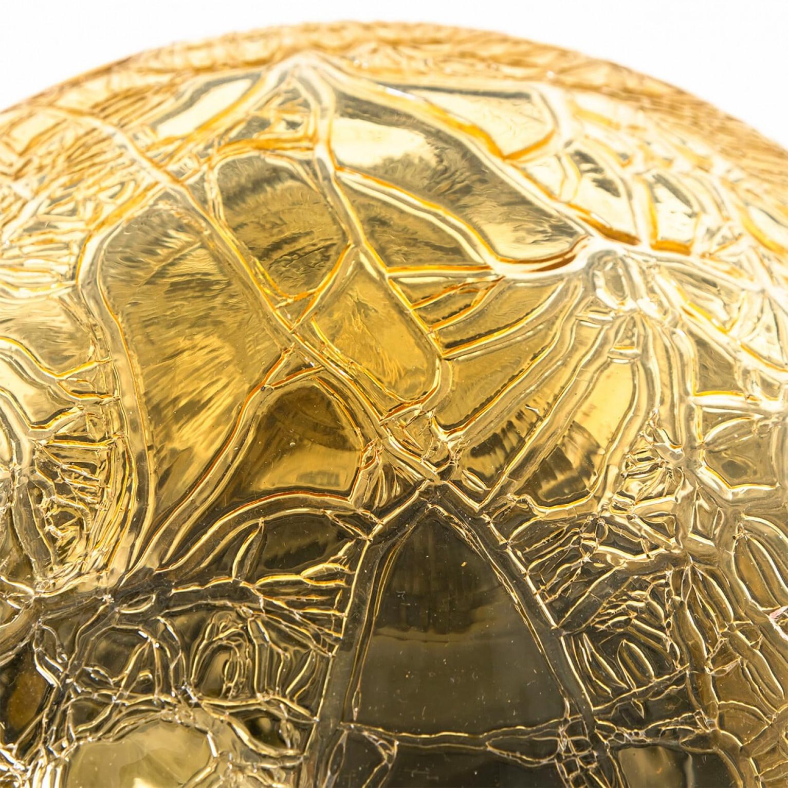 1 of 5 Brutalist Yellow Iron Glass Flush Mounts by Holm Sorensen siglo XX en venta