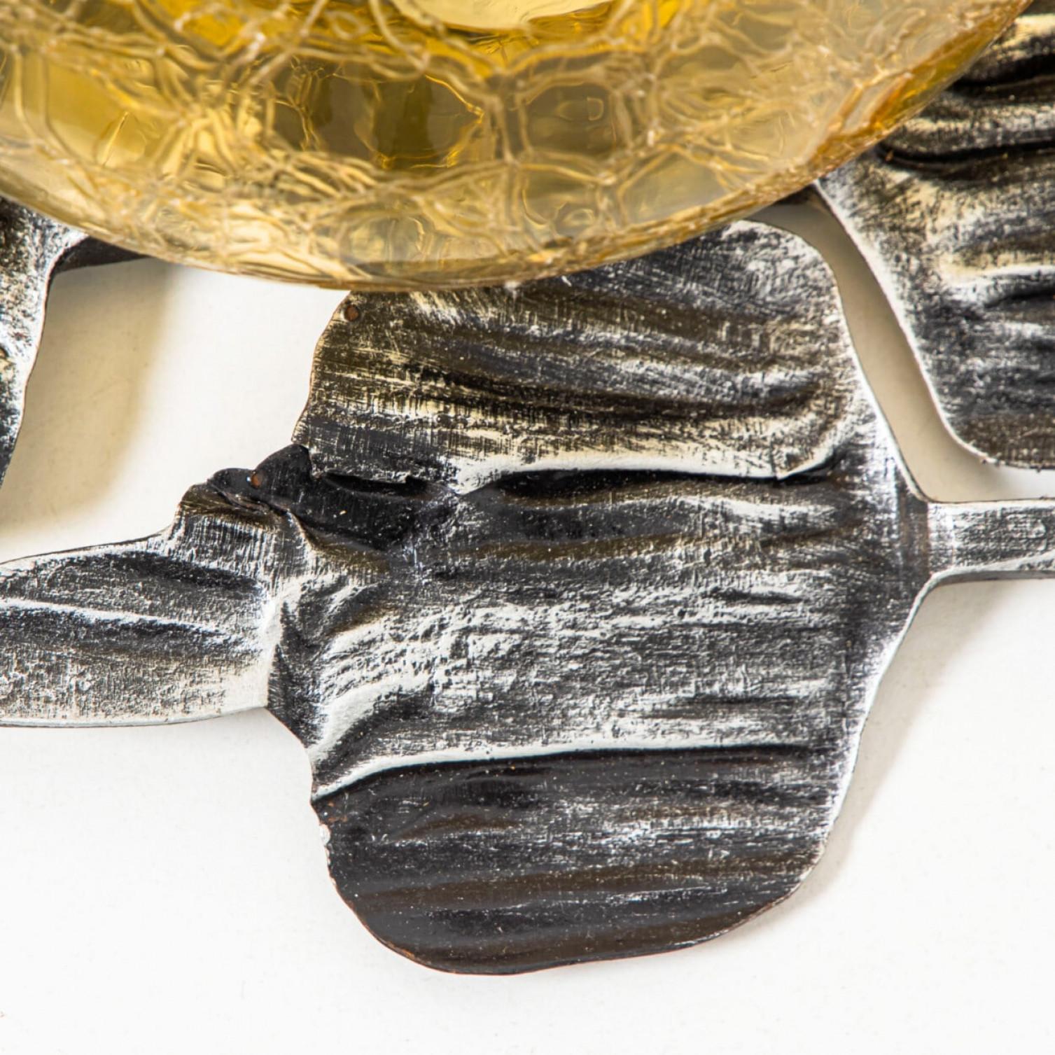 1 of 5 Brutalist Yellow Iron Glass Flush Mounts by Holm Sorensen Vidrio en venta