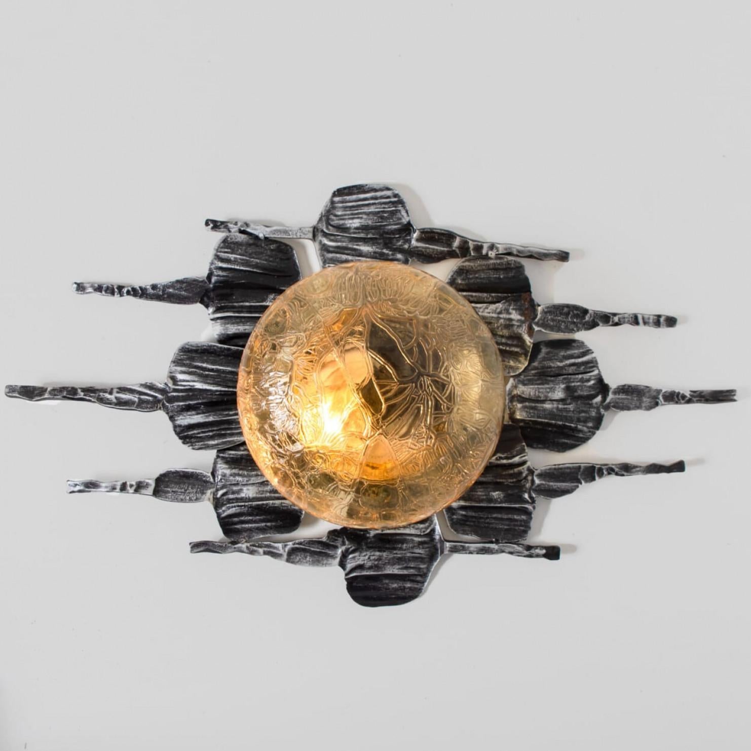 Einbaubeleuchtung aus gelbem Eisenglas im Stil des Brutalismus von Holm Sorensen, 1 von 5 im Angebot 2