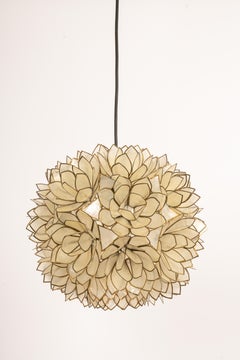 1 of 5 Capiz Shell Lotus Ball Chandelier Pendant Light Germany, 1960s