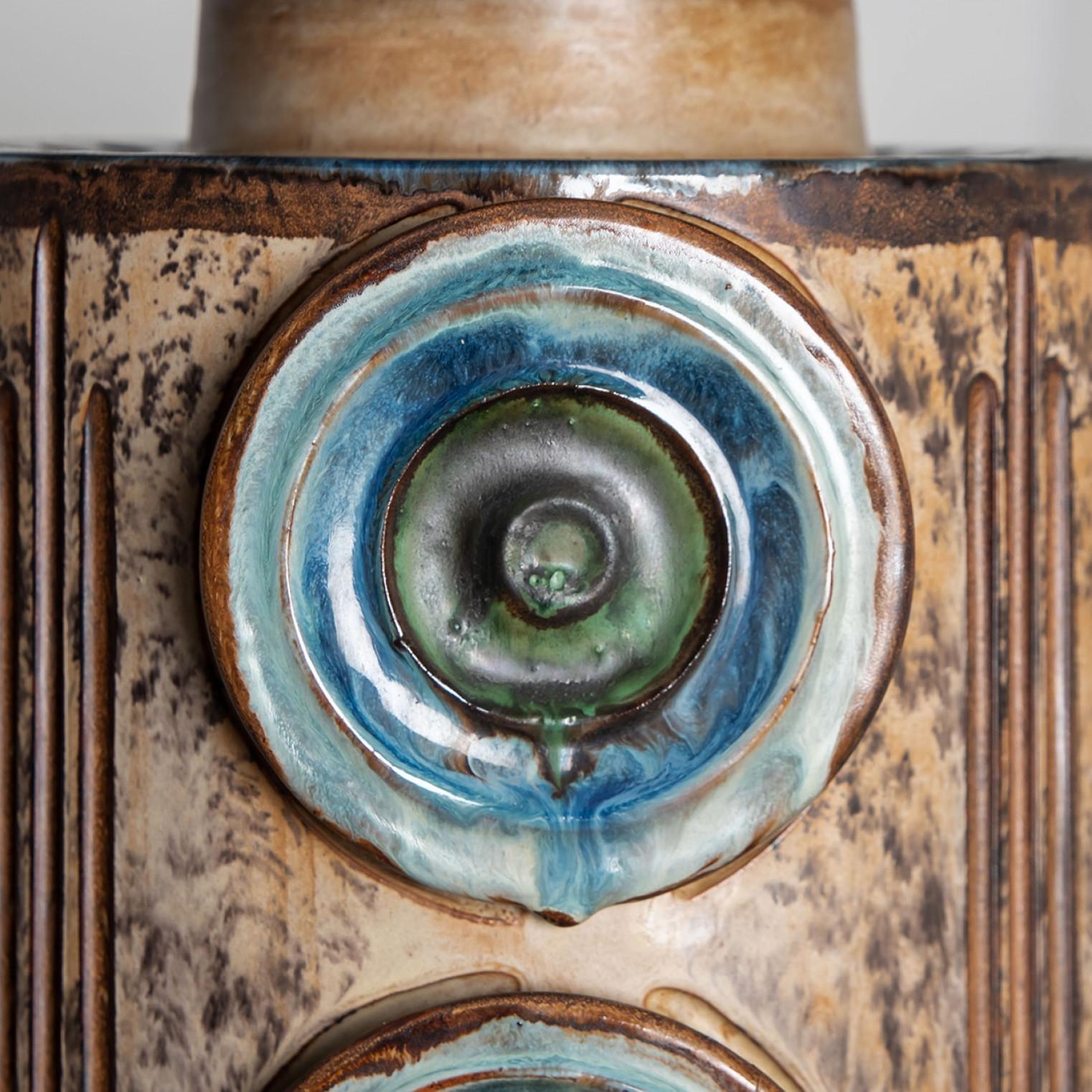 1 of 5 Lampade a sospensione in ceramica blu cognac, Danimarca, 1970 in vendita 3