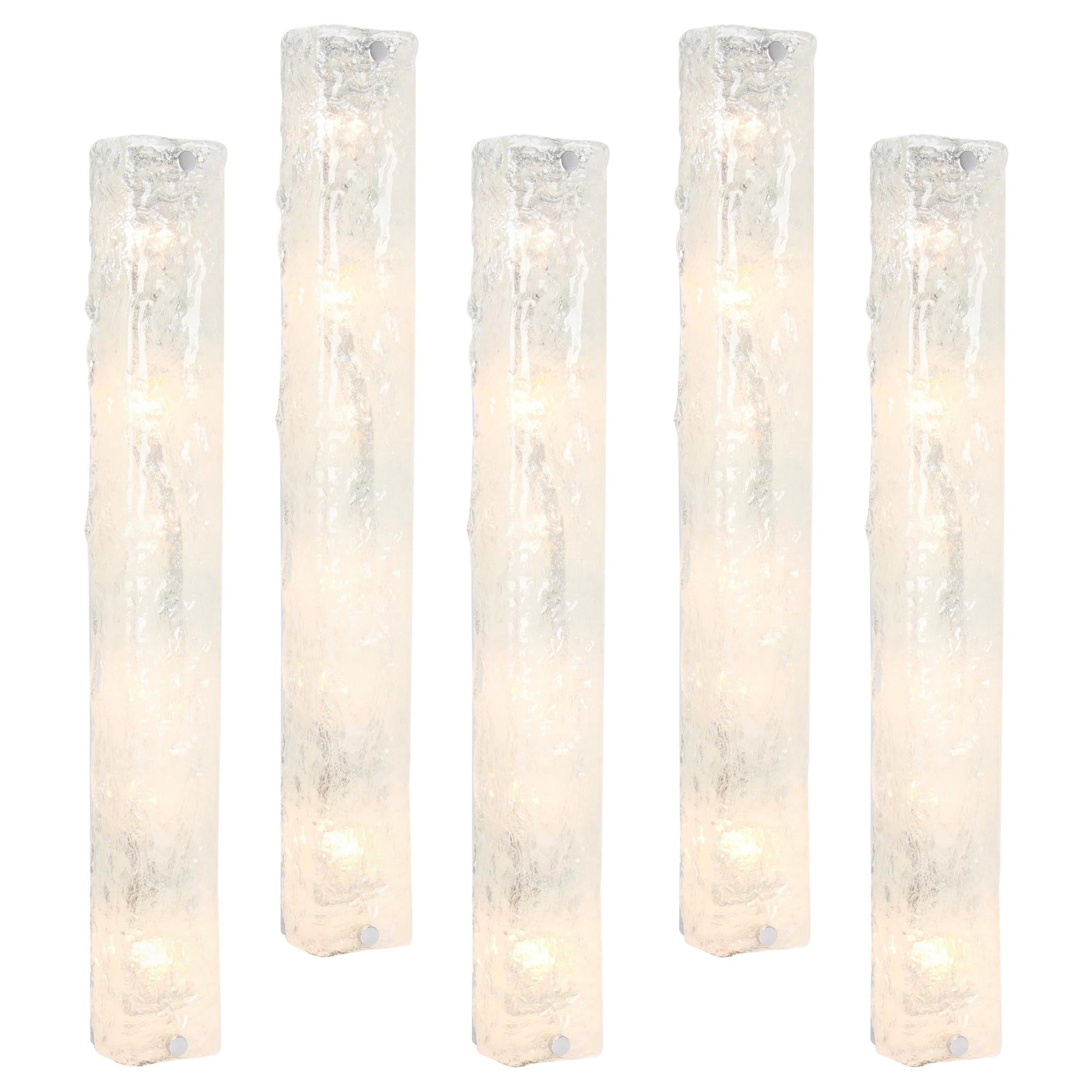 1 of 5 Extra Large Murano Glass Sconces Wall Fixtures by Hillebrand, Germany