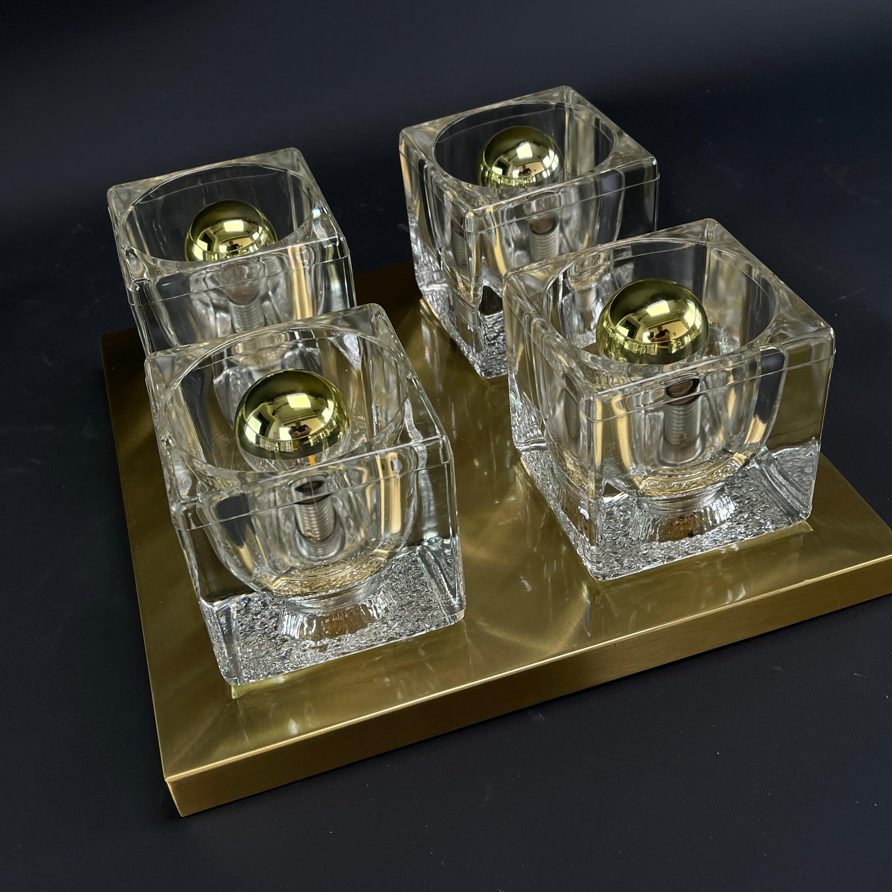 1 of 5 glass ice cube Flushmount by Peill & Putzler, 1970s For Sale 3