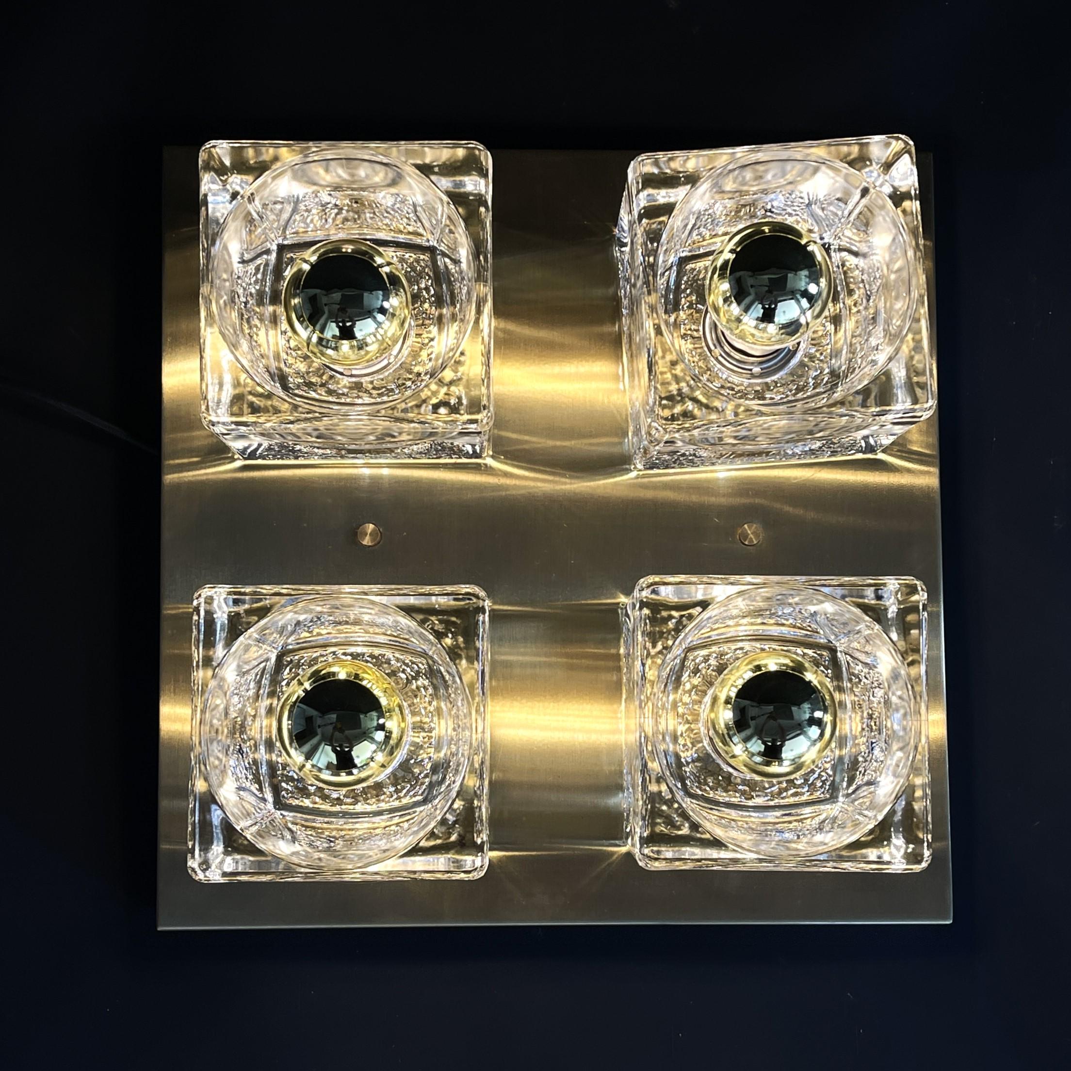 1 of 5 glass ice cube Flushmount by Peill & Putzler, 1970s For Sale 6