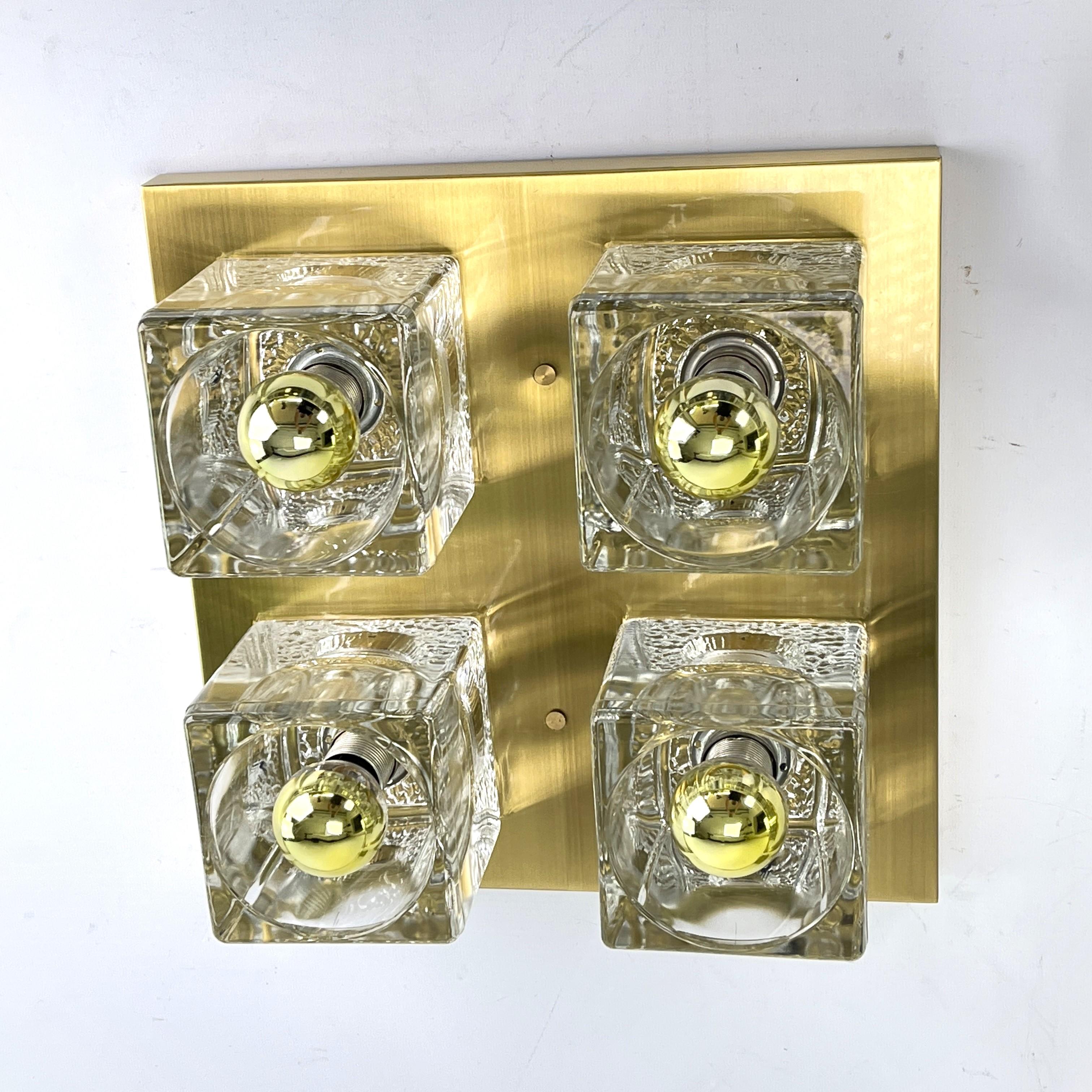 1 of 5 glass ice cube Flushmount by Peill & Putzler, 1970s For Sale 2