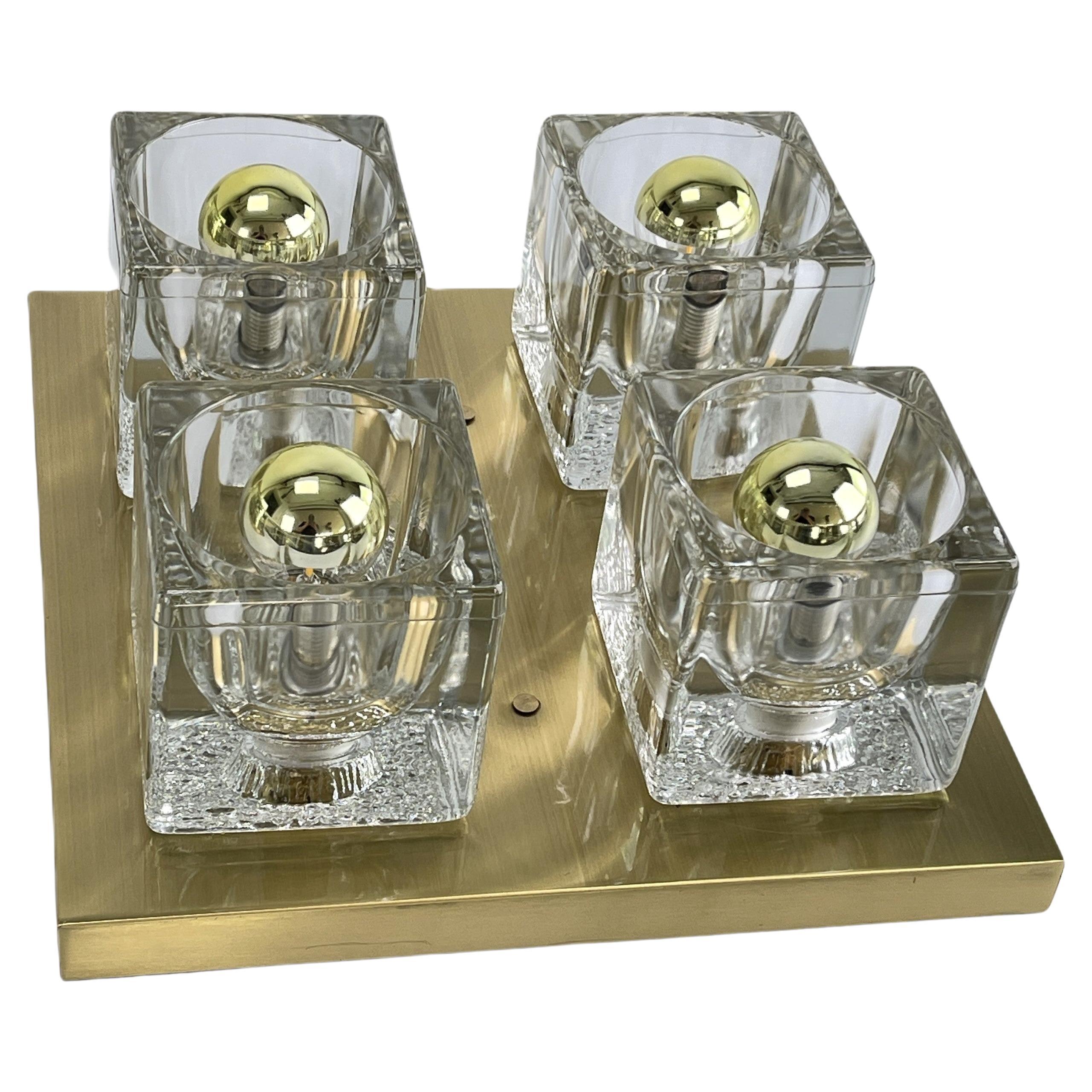 1 of 5 glass ice cube Flushmount by Peill & Putzler, 1970s For Sale