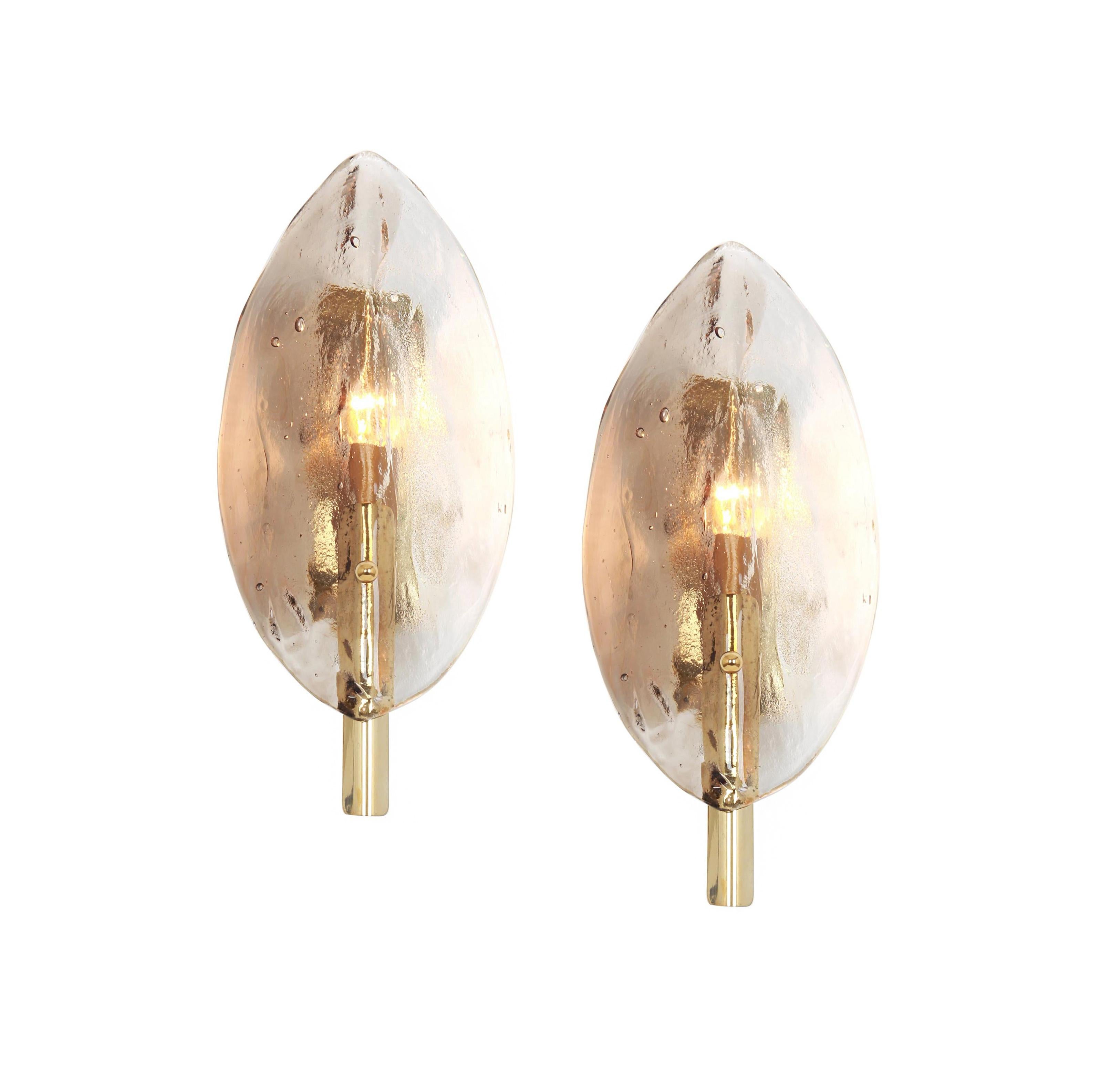 1 of 5 Luci a parete a forma di sconces in vetro di Carlo Nason per Kalmar Ficus, Austria, anni '70 In condizioni buone in vendita a Aachen, NRW