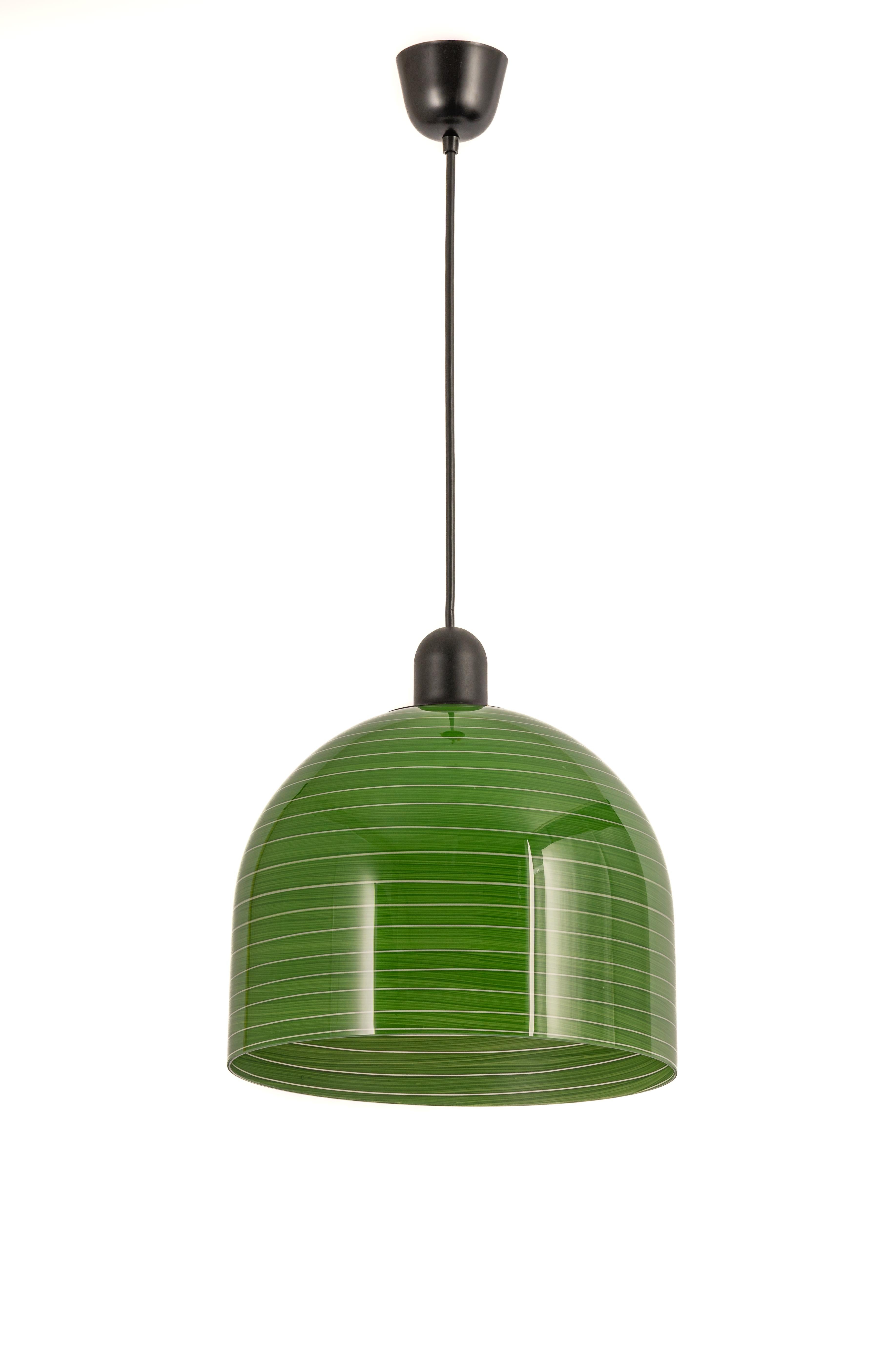 Mid-Century Modern 1 of 5 Green Glass Pendant Light by Peill Putzler, Germany, 1970 For Sale