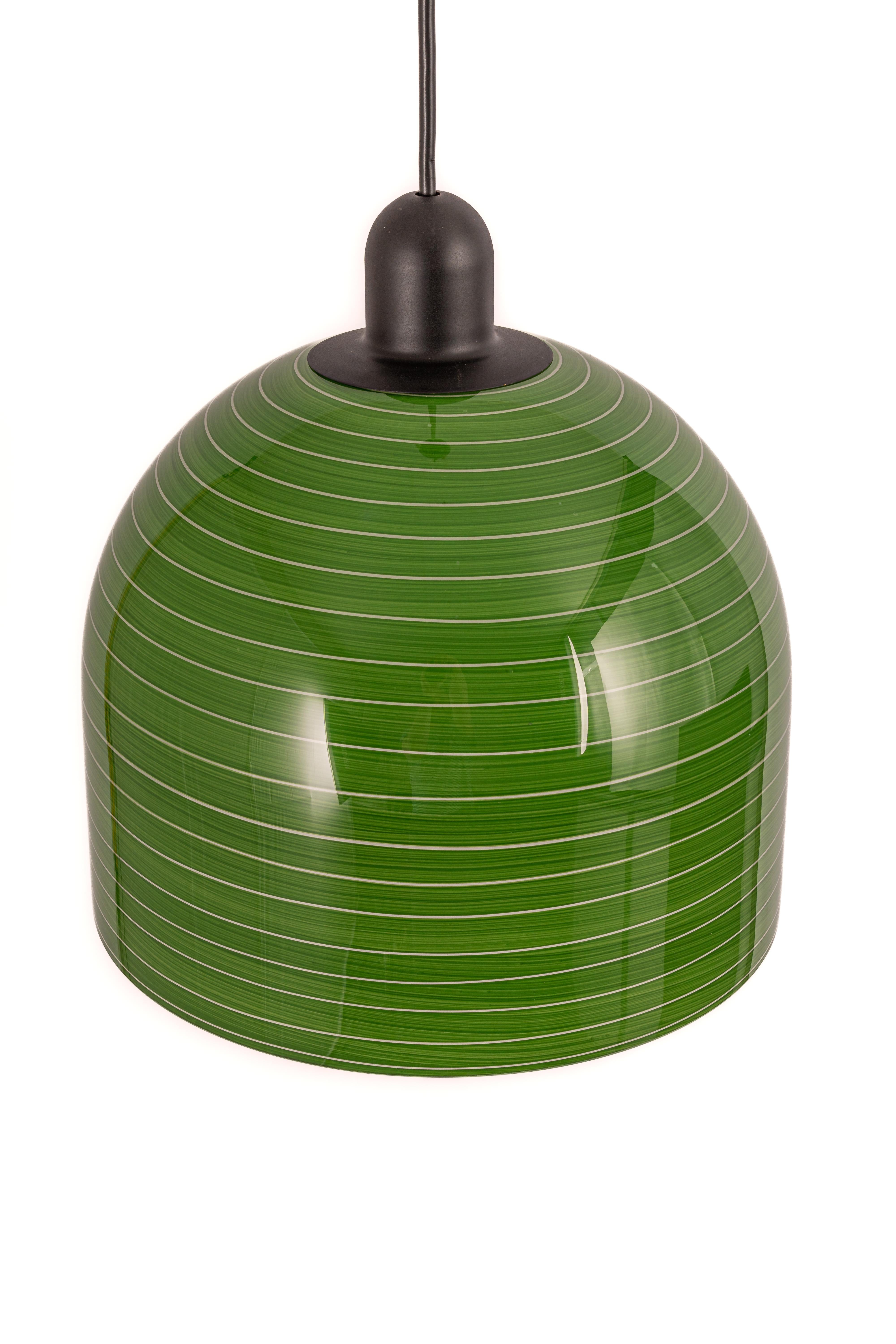1 of 5 Green Glass Pendant Light by Peill Putzler, Germany, 1970 In Good Condition For Sale In Aachen, NRW