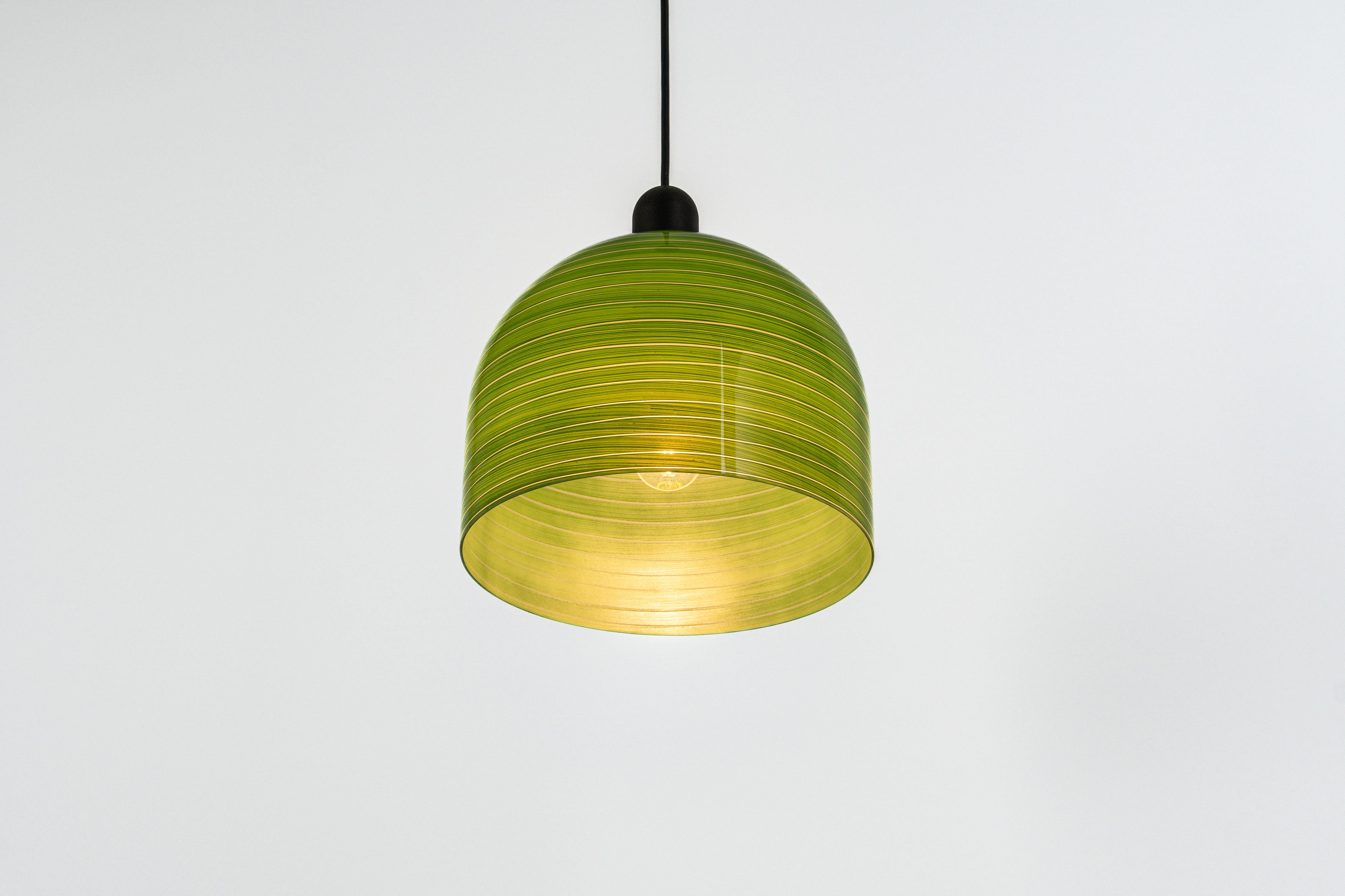 Late 20th Century 1 of 5 Green Glass Pendant Light by Peill Putzler, Germany, 1970 For Sale